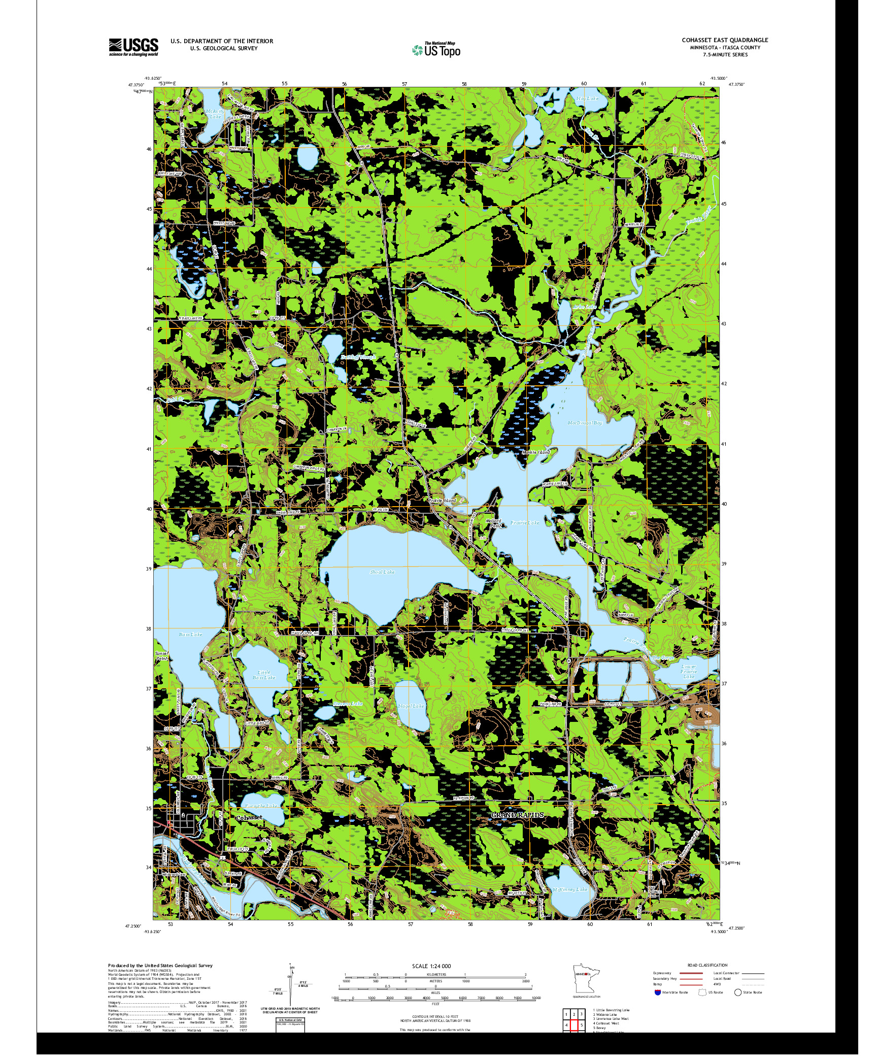 US TOPO 7.5-MINUTE MAP FOR COHASSET EAST, MN