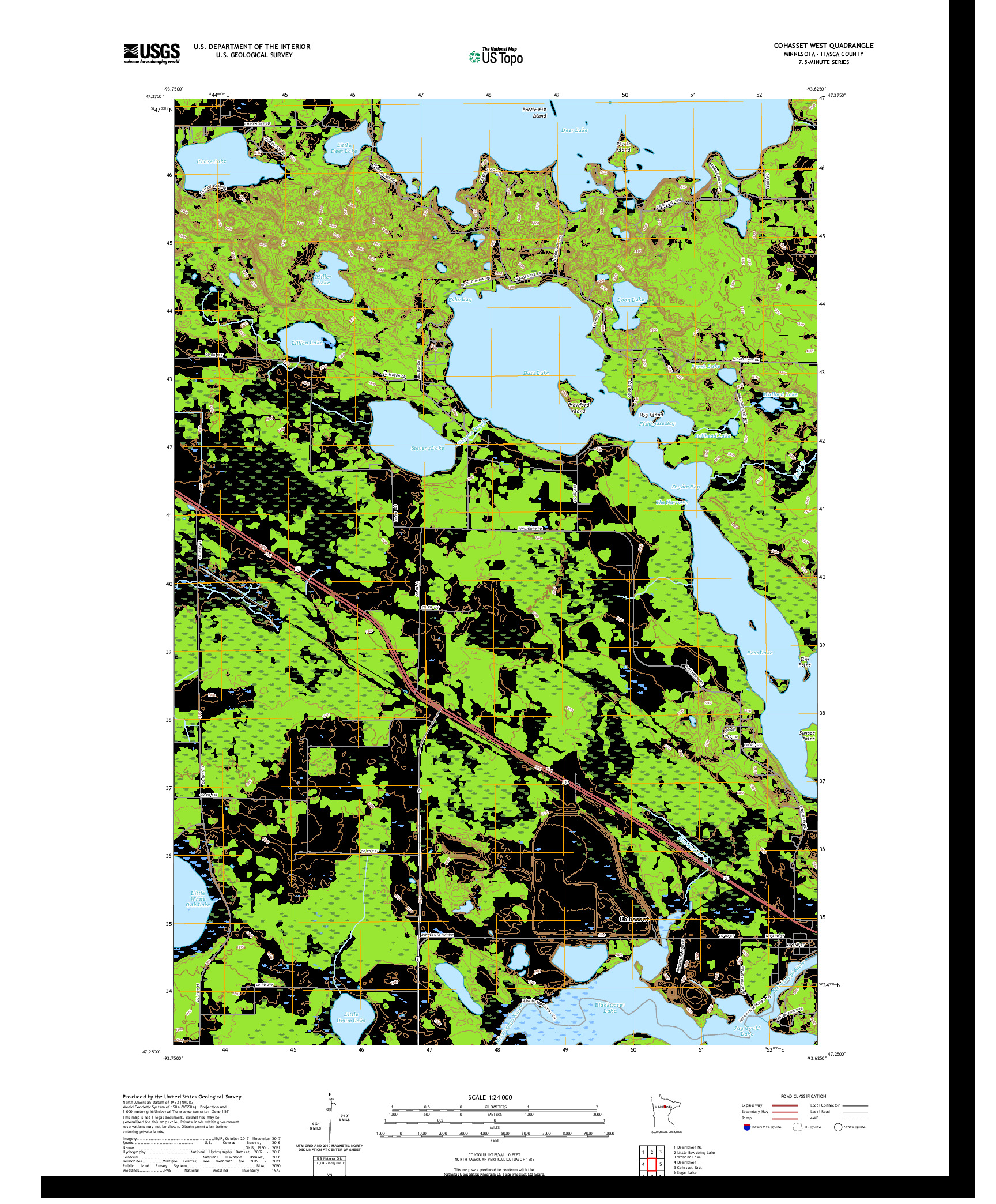 US TOPO 7.5-MINUTE MAP FOR COHASSET WEST, MN