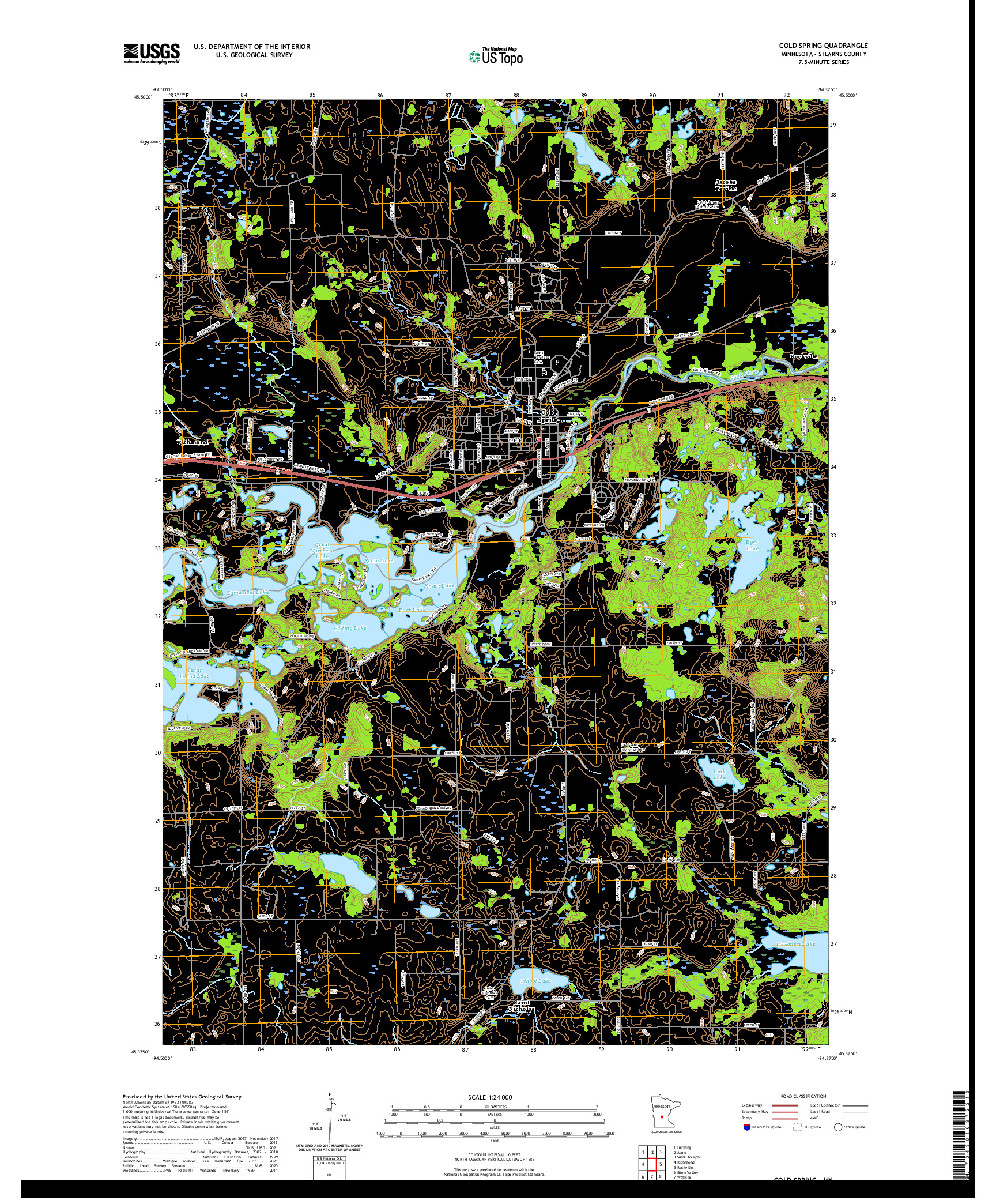 US TOPO 7.5-MINUTE MAP FOR COLD SPRING, MN