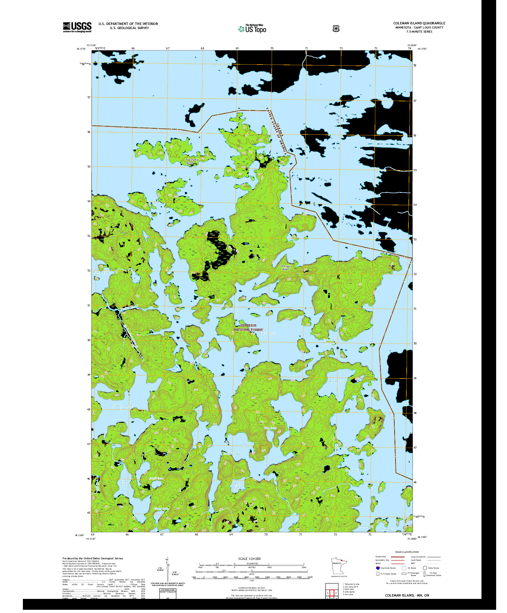 US TOPO 7.5-MINUTE MAP FOR COLEMAN ISLAND, MN,ON