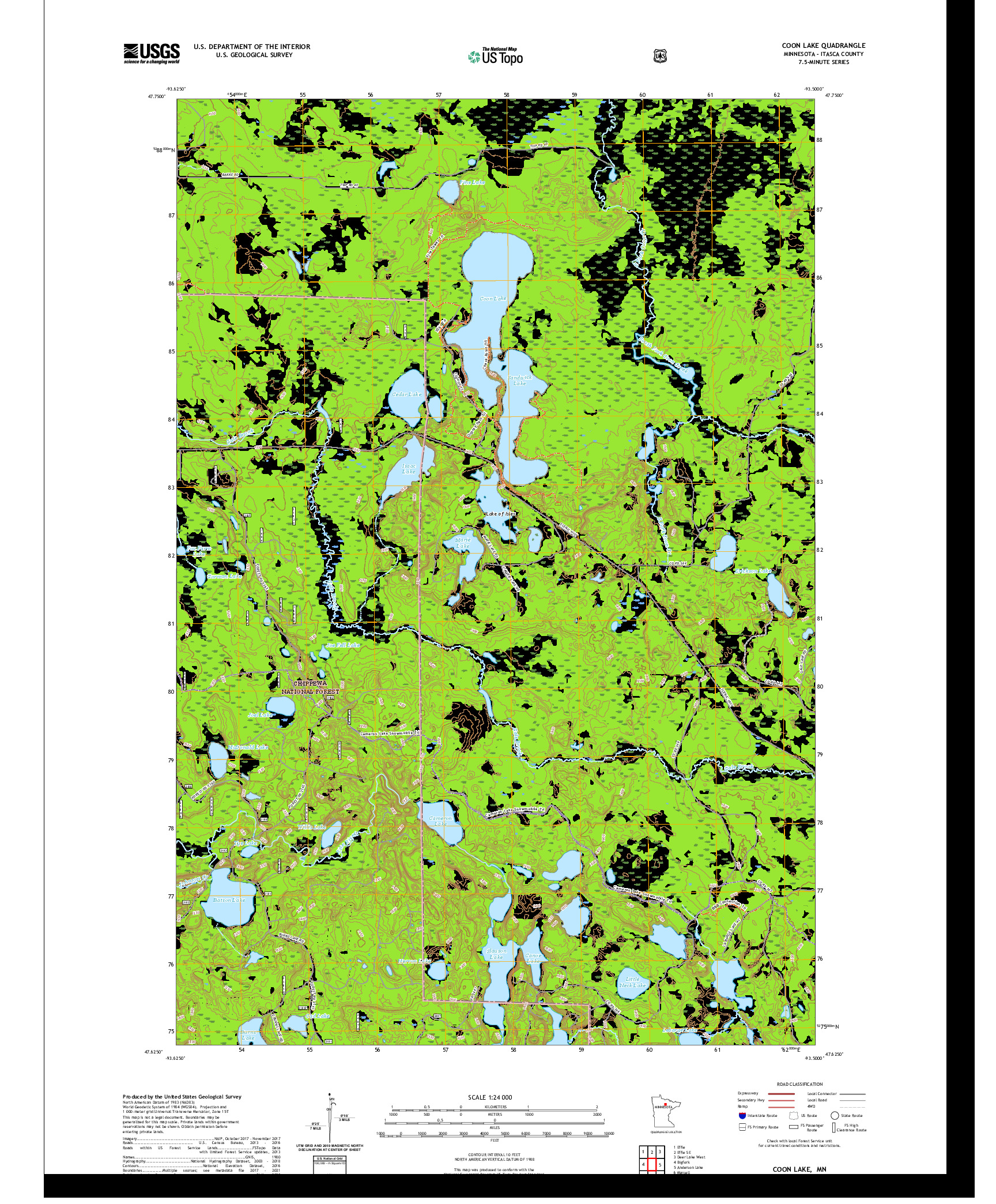 US TOPO 7.5-MINUTE MAP FOR COON LAKE, MN