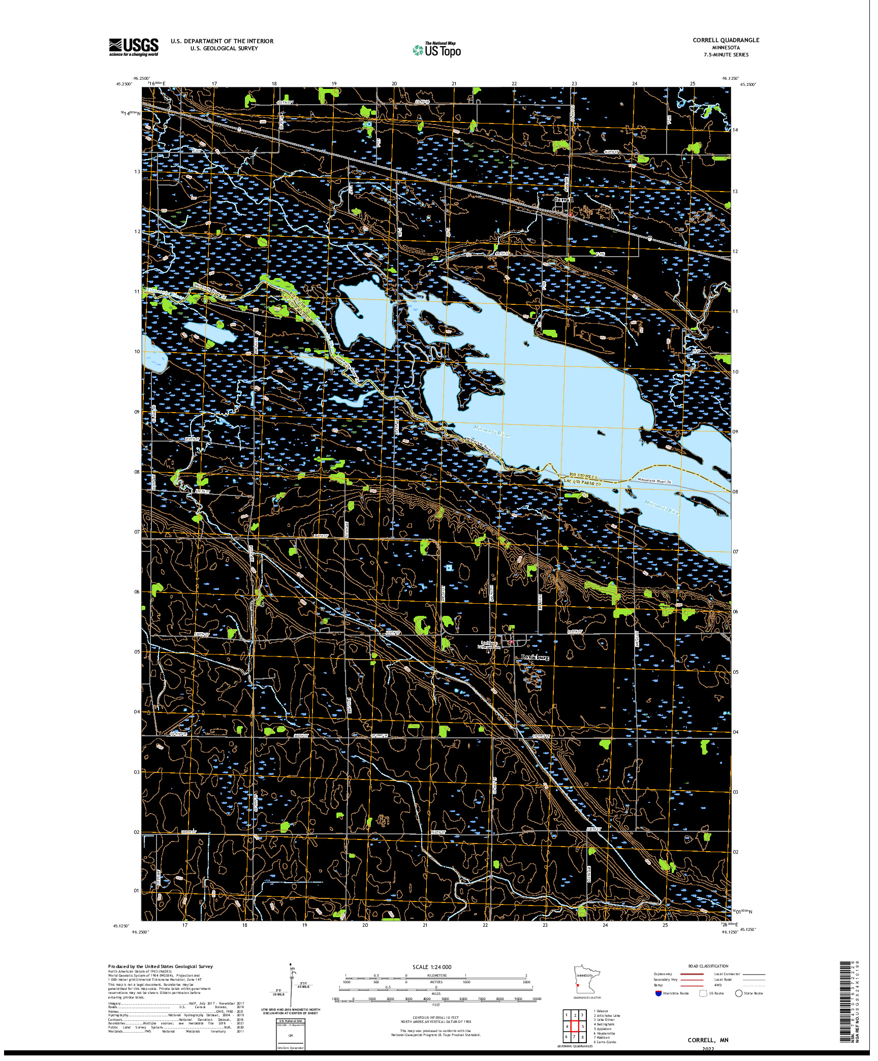 US TOPO 7.5-MINUTE MAP FOR CORRELL, MN