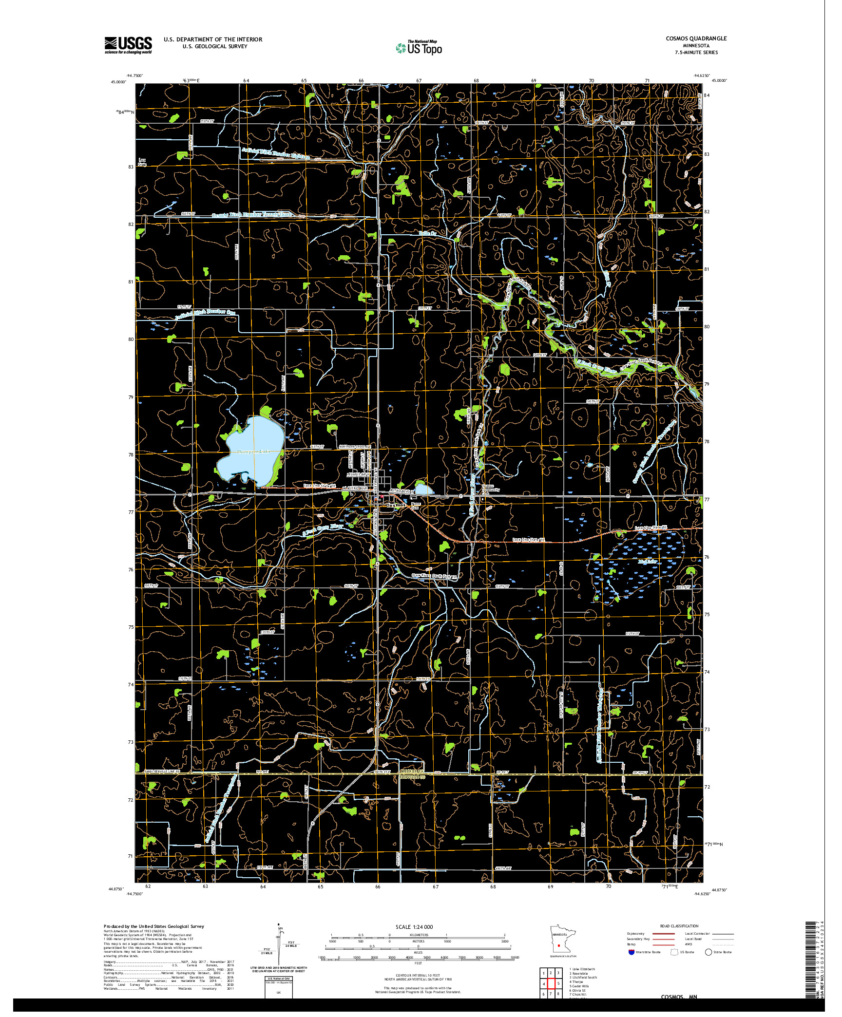 US TOPO 7.5-MINUTE MAP FOR COSMOS, MN