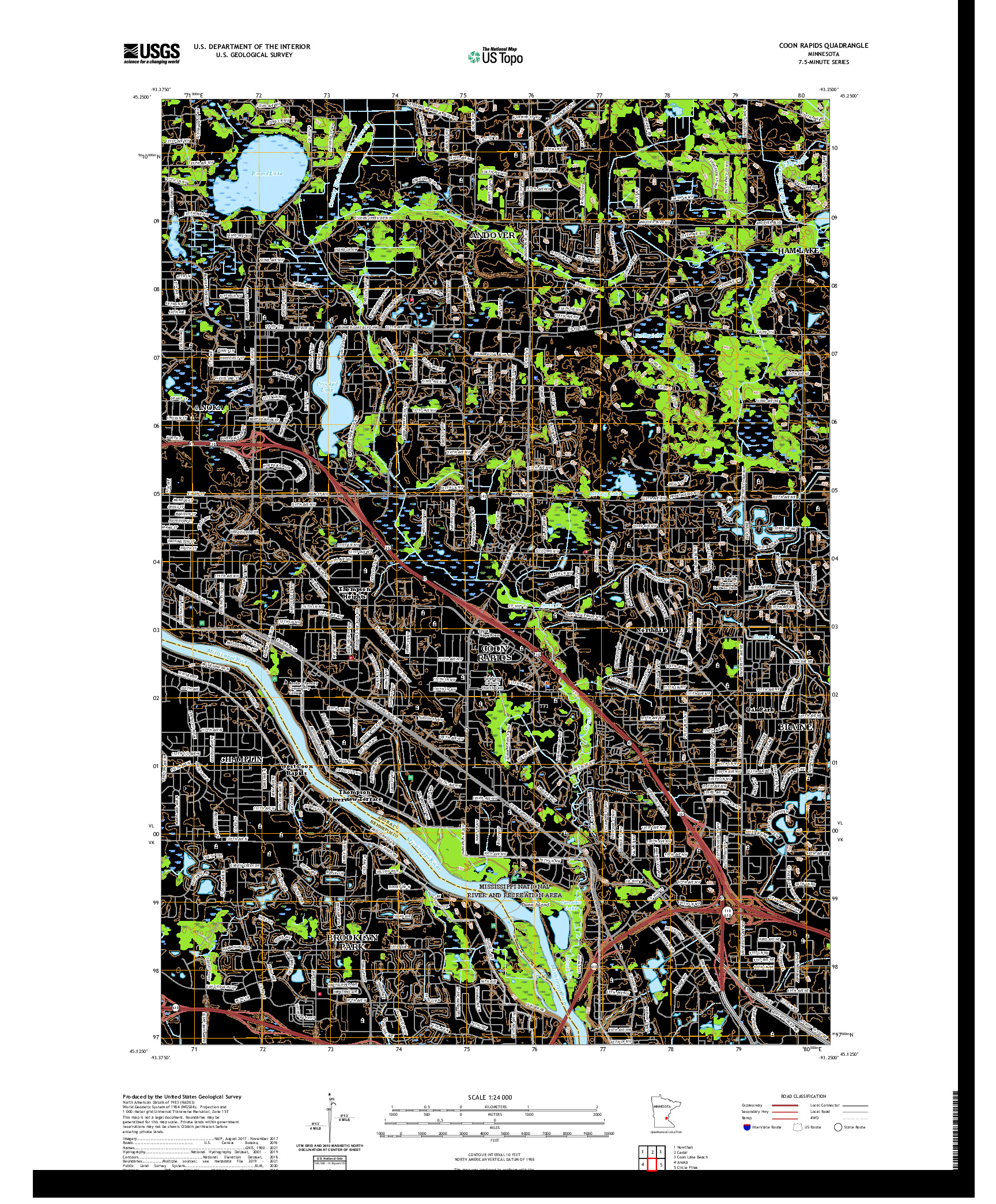 US TOPO 7.5-MINUTE MAP FOR COON RAPIDS, MN