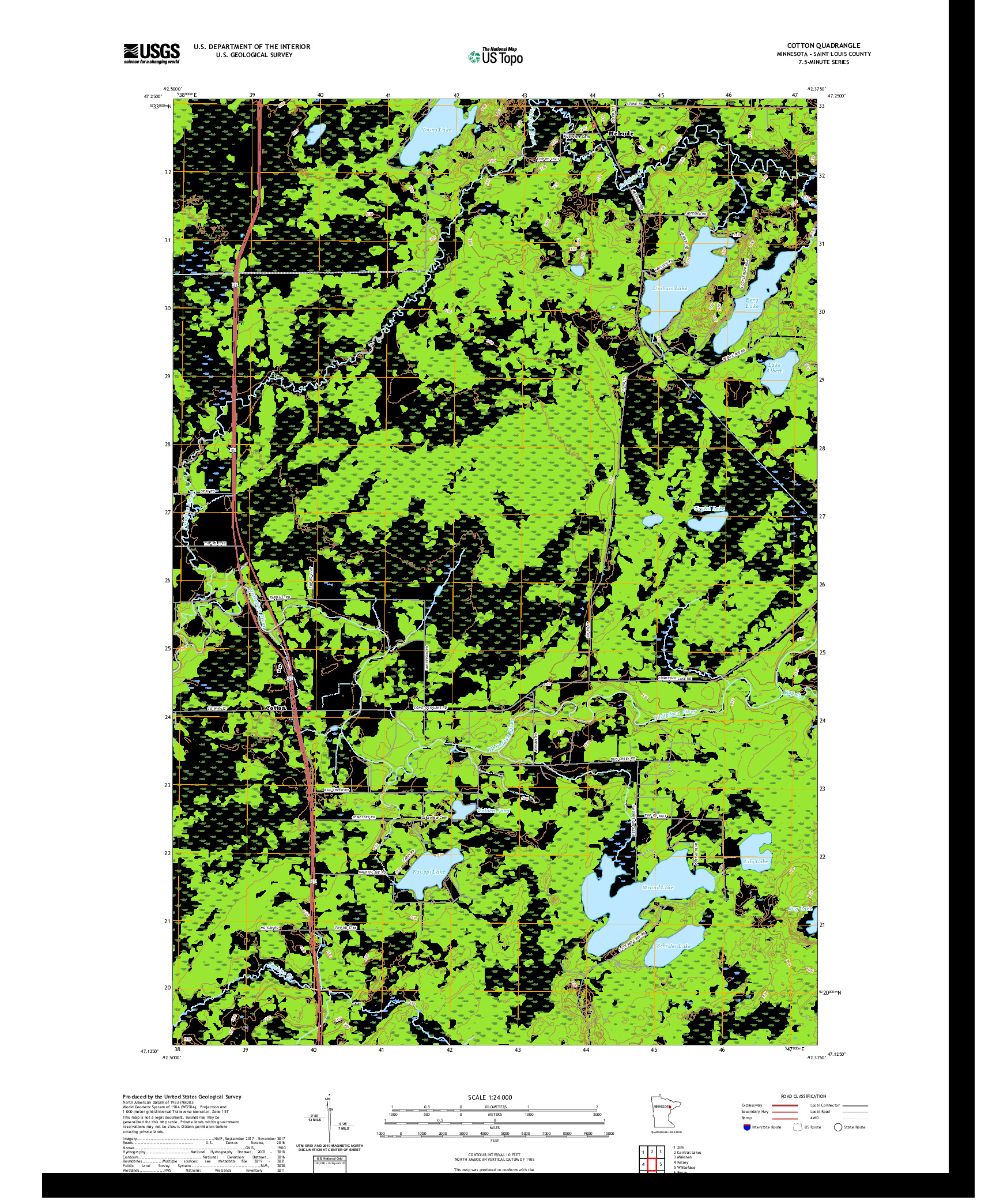 US TOPO 7.5-MINUTE MAP FOR COTTON, MN