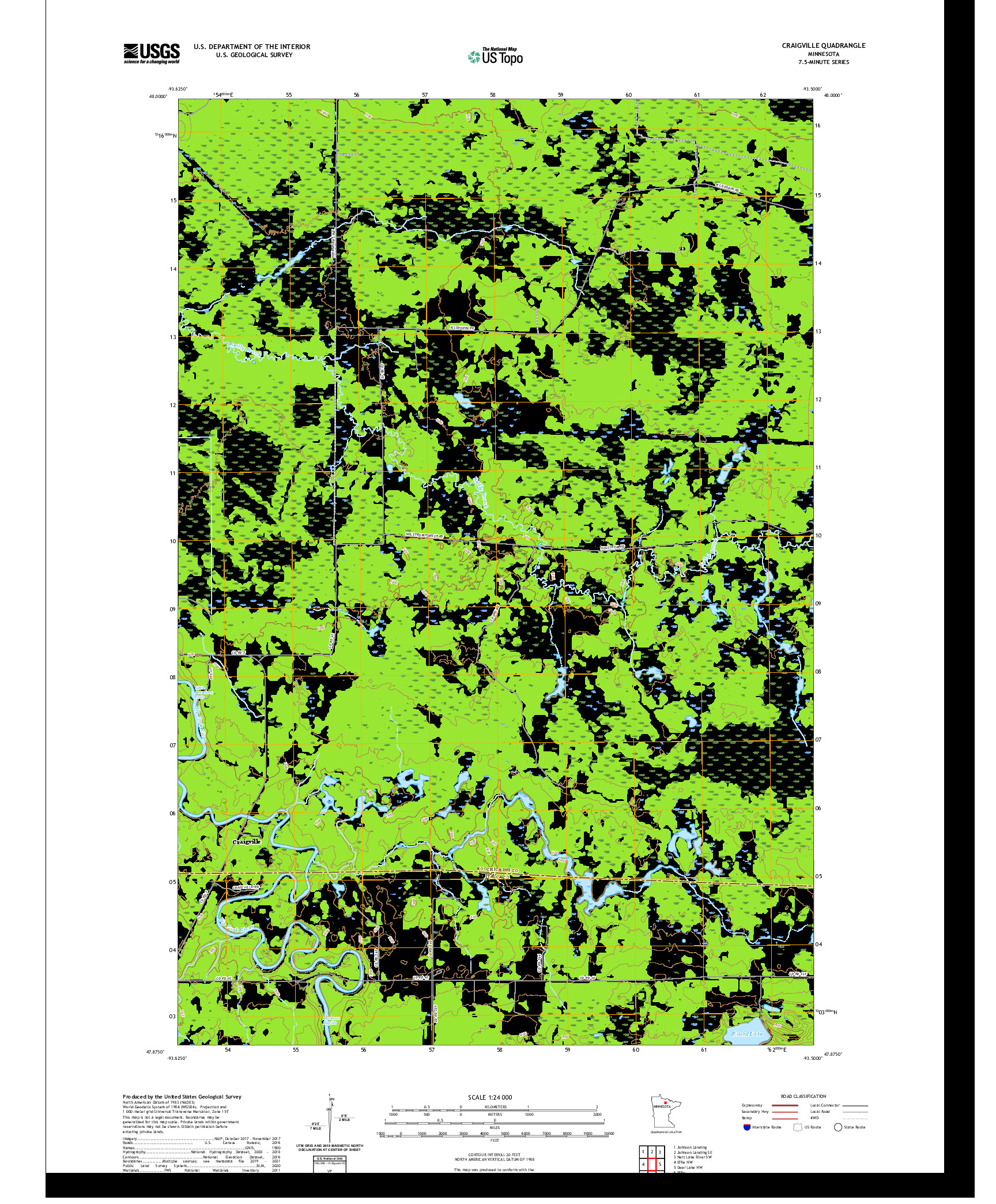 US TOPO 7.5-MINUTE MAP FOR CRAIGVILLE, MN