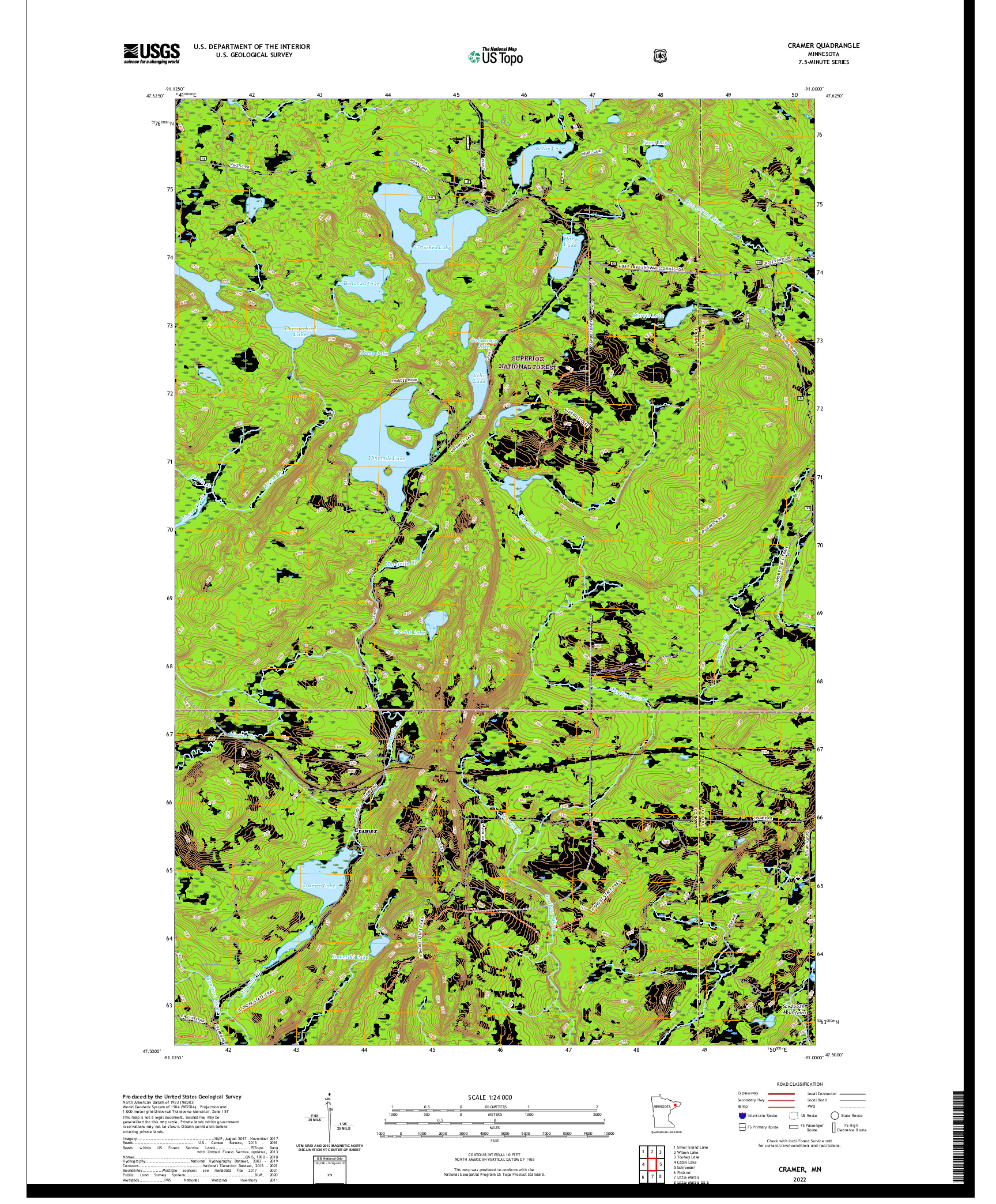 US TOPO 7.5-MINUTE MAP FOR CRAMER, MN