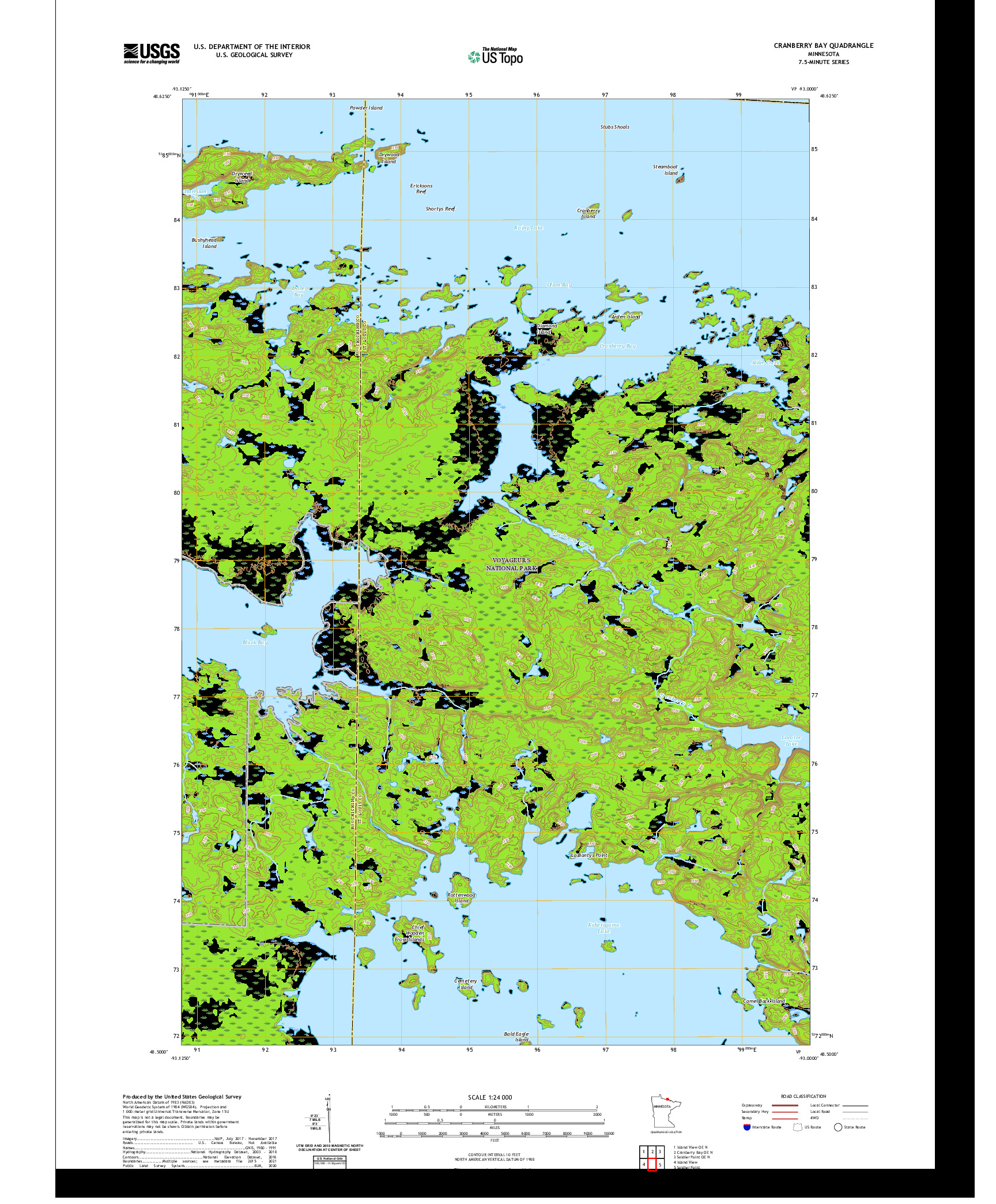 US TOPO 7.5-MINUTE MAP FOR CRANBERRY BAY, MN,ON