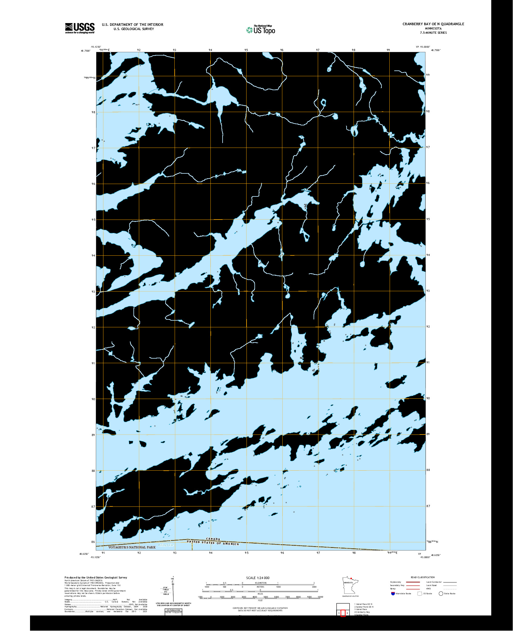 US TOPO 7.5-MINUTE MAP FOR CRANBERRY BAY OE N, MN,ON