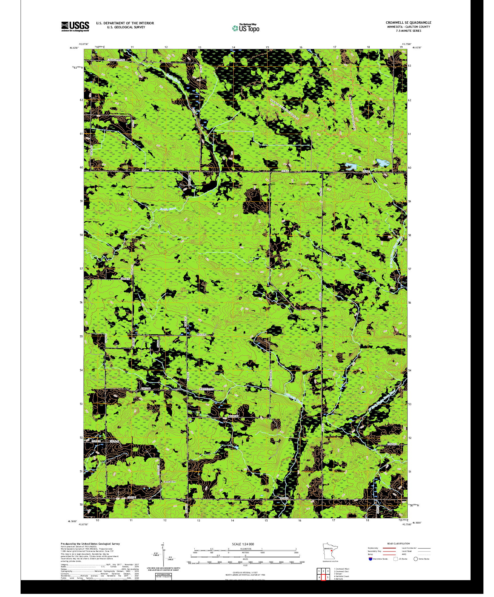 US TOPO 7.5-MINUTE MAP FOR CROMWELL SE, MN