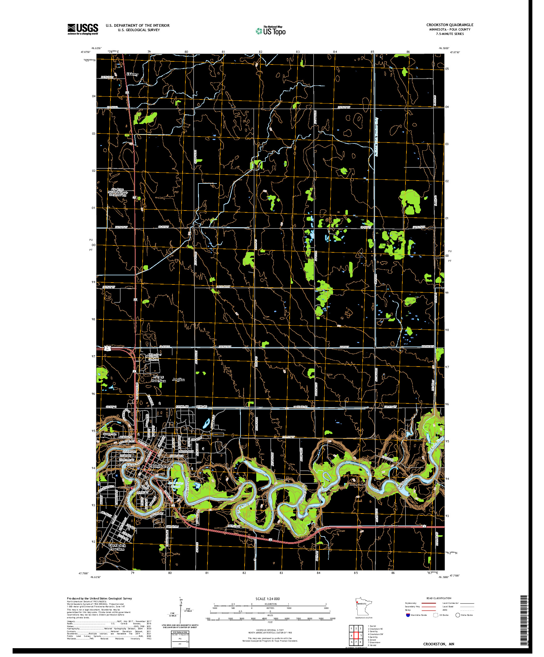 US TOPO 7.5-MINUTE MAP FOR CROOKSTON, MN