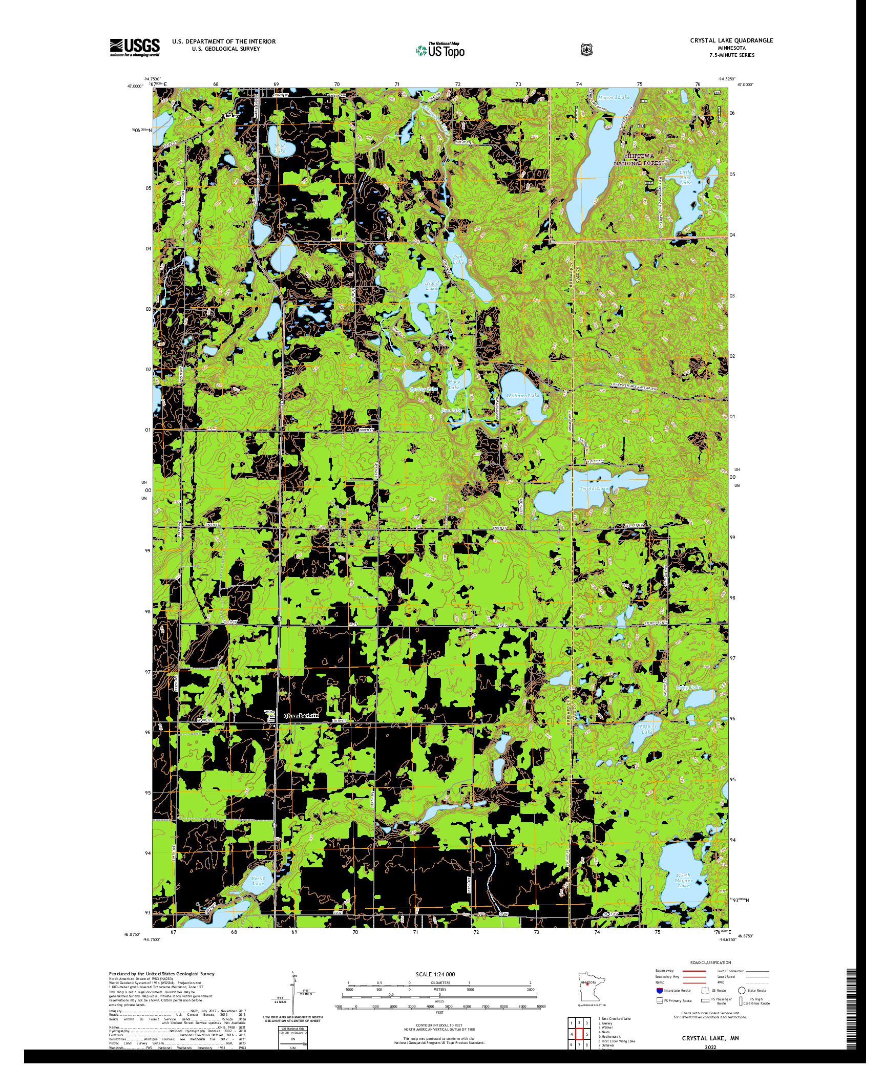 US TOPO 7.5-MINUTE MAP FOR CRYSTAL LAKE, MN