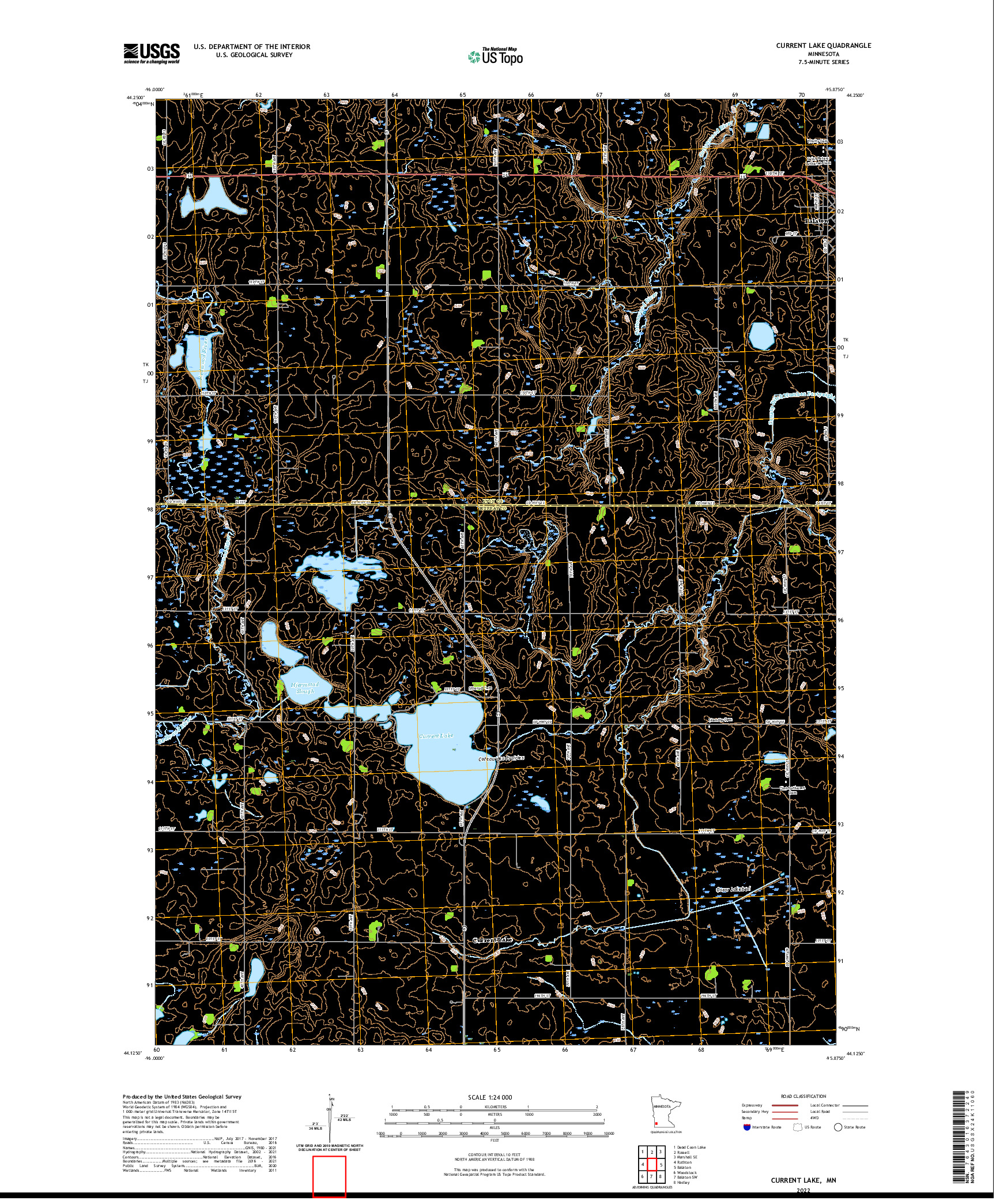 US TOPO 7.5-MINUTE MAP FOR CURRENT LAKE, MN