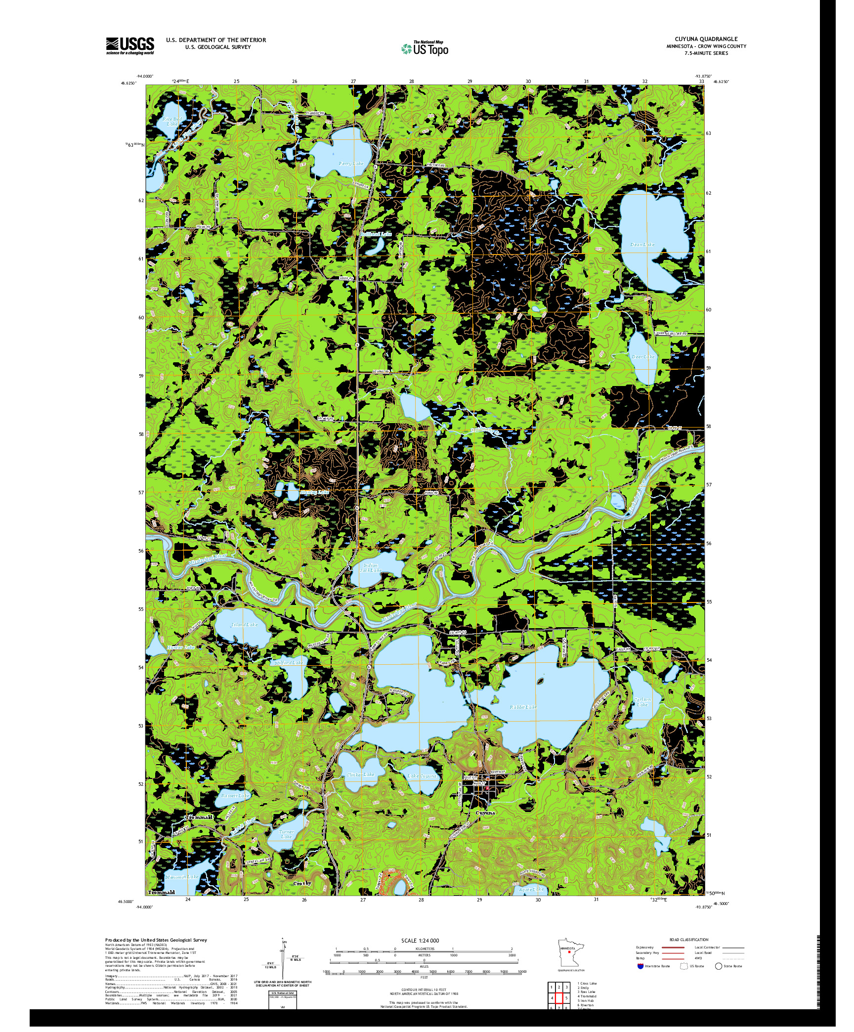 US TOPO 7.5-MINUTE MAP FOR CUYUNA, MN