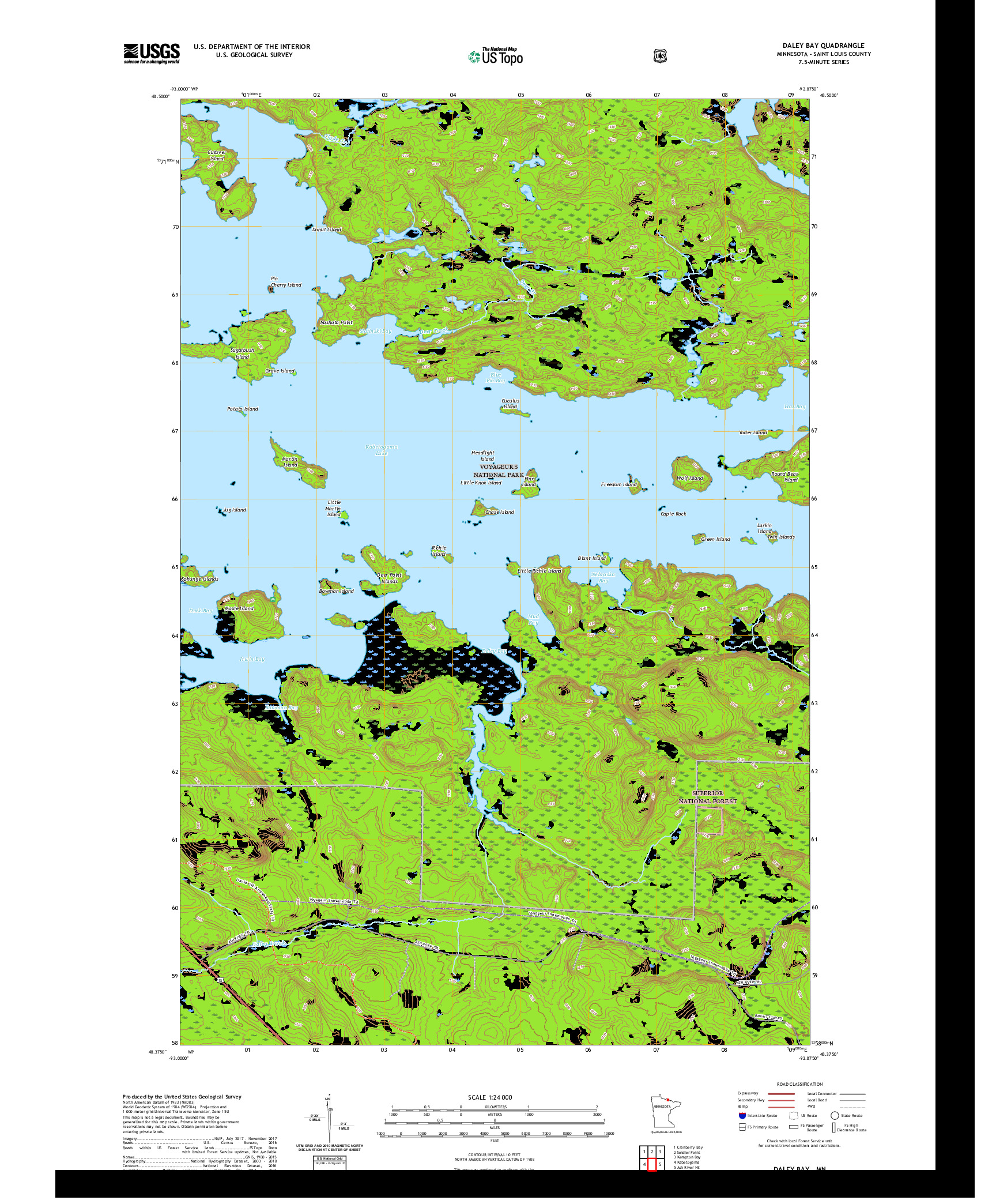 US TOPO 7.5-MINUTE MAP FOR DALEY BAY, MN