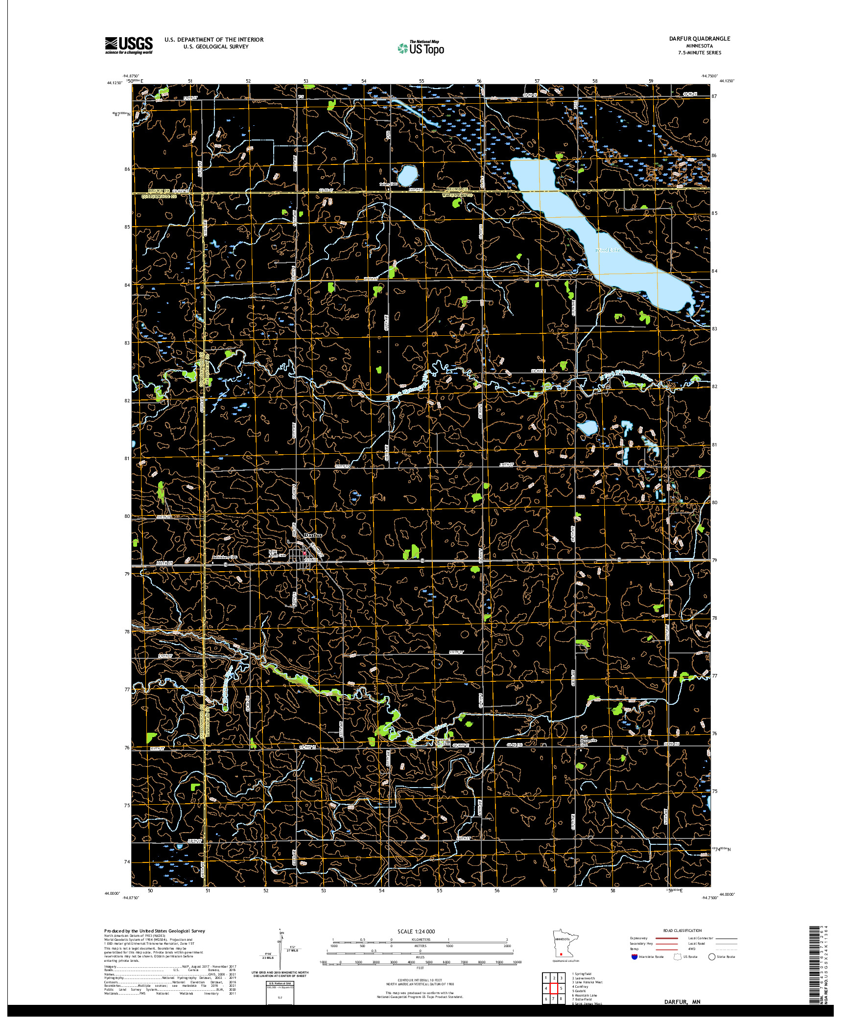 US TOPO 7.5-MINUTE MAP FOR DARFUR, MN