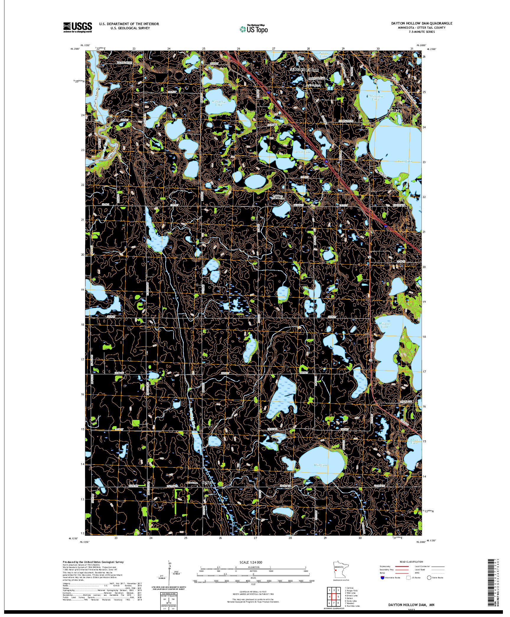 US TOPO 7.5-MINUTE MAP FOR DAYTON HOLLOW DAM, MN