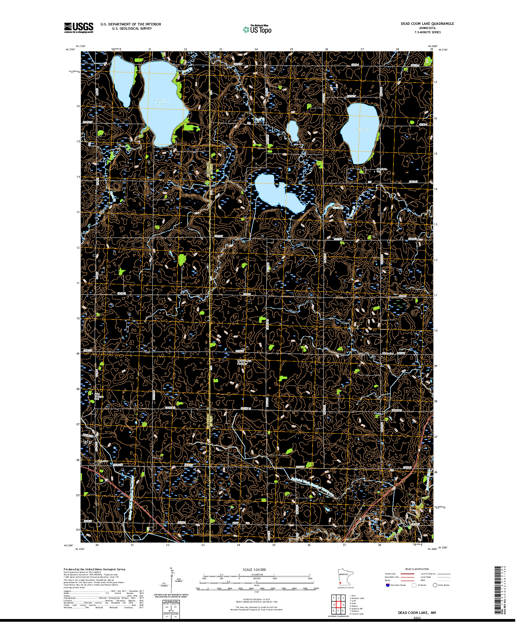 US TOPO 7.5-MINUTE MAP FOR DEAD COON LAKE, MN