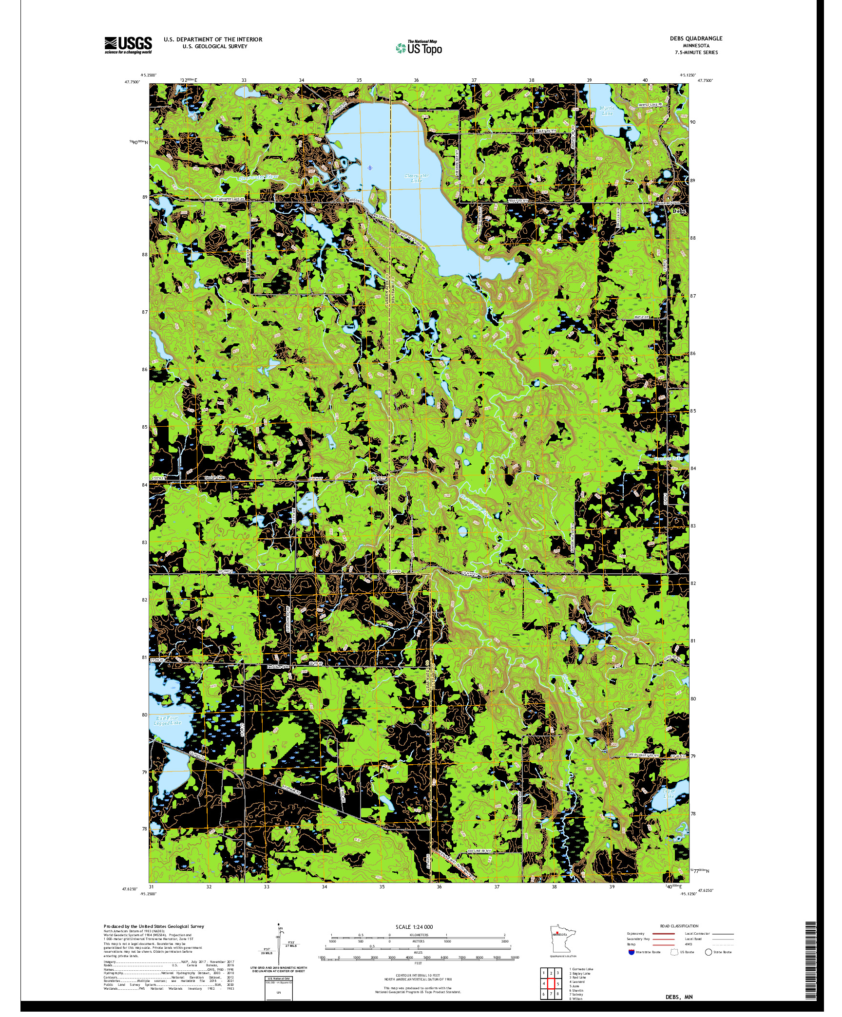 US TOPO 7.5-MINUTE MAP FOR DEBS, MN