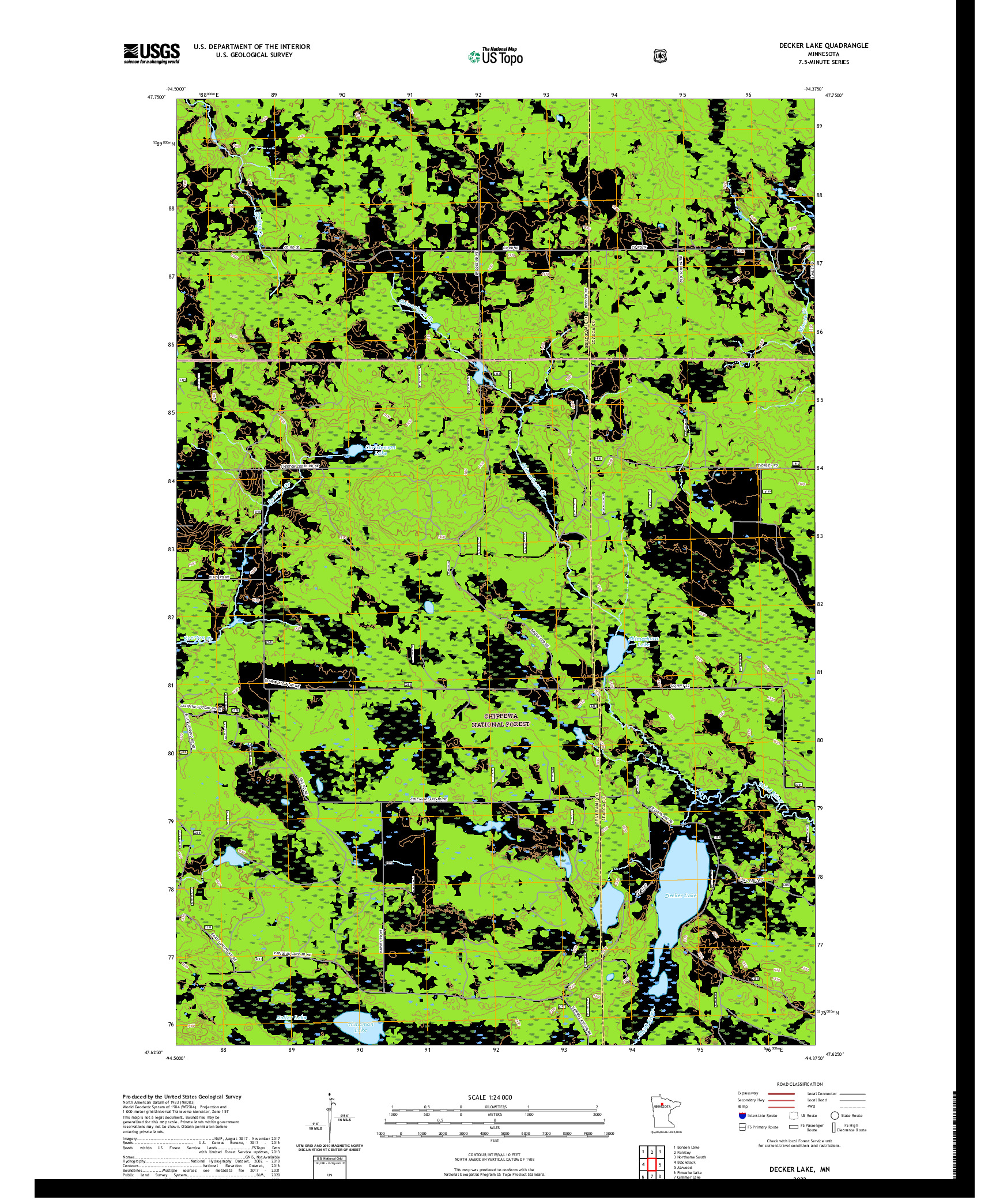 US TOPO 7.5-MINUTE MAP FOR DECKER LAKE, MN