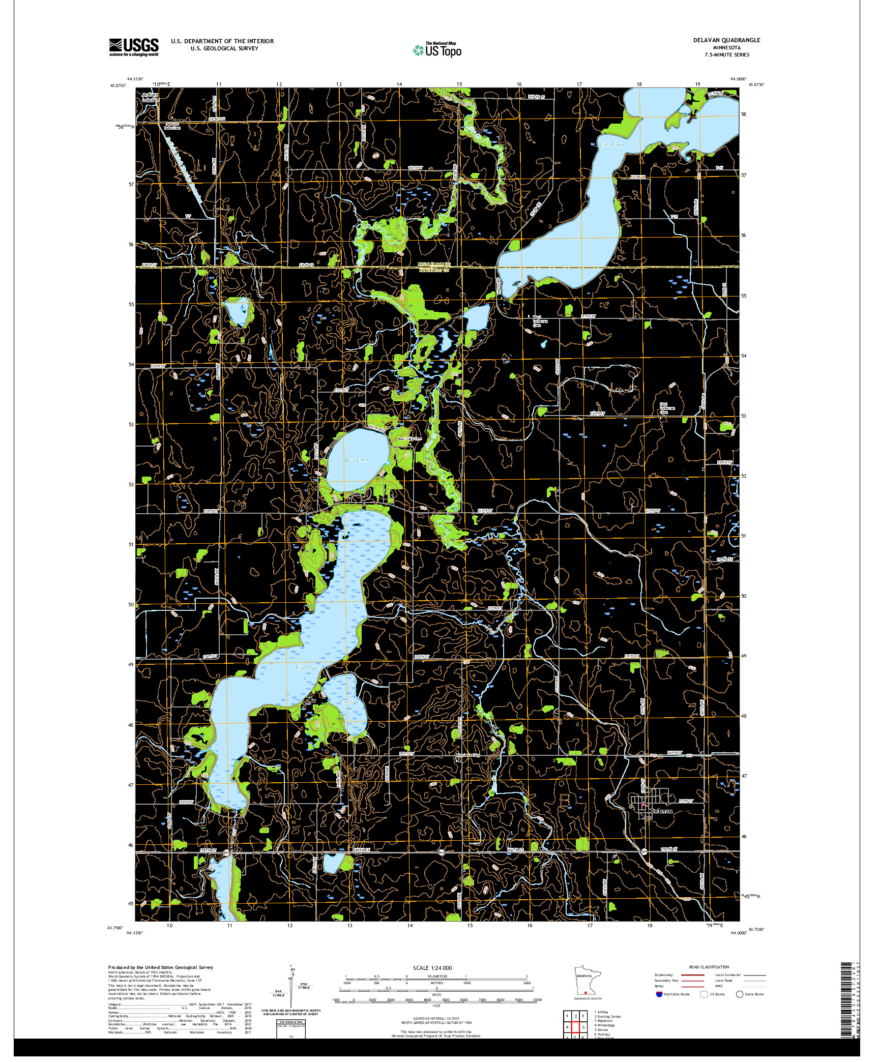 US TOPO 7.5-MINUTE MAP FOR DELAVAN, MN