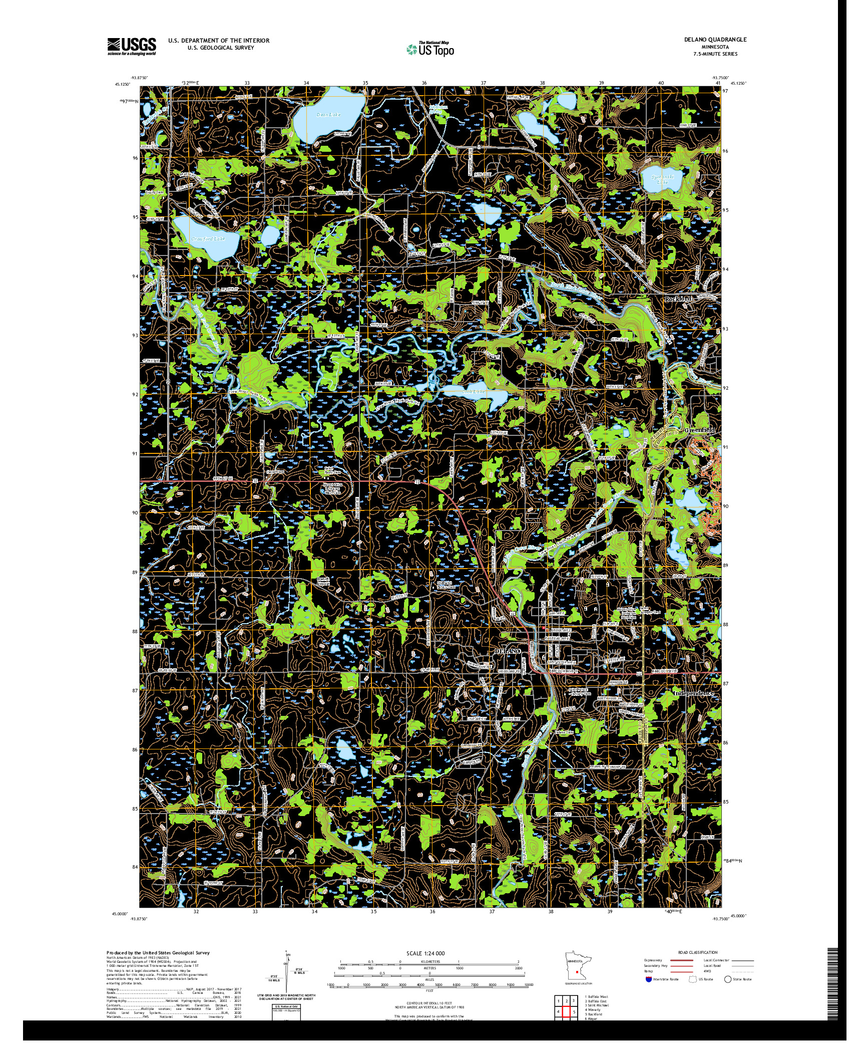 US TOPO 7.5-MINUTE MAP FOR DELANO, MN