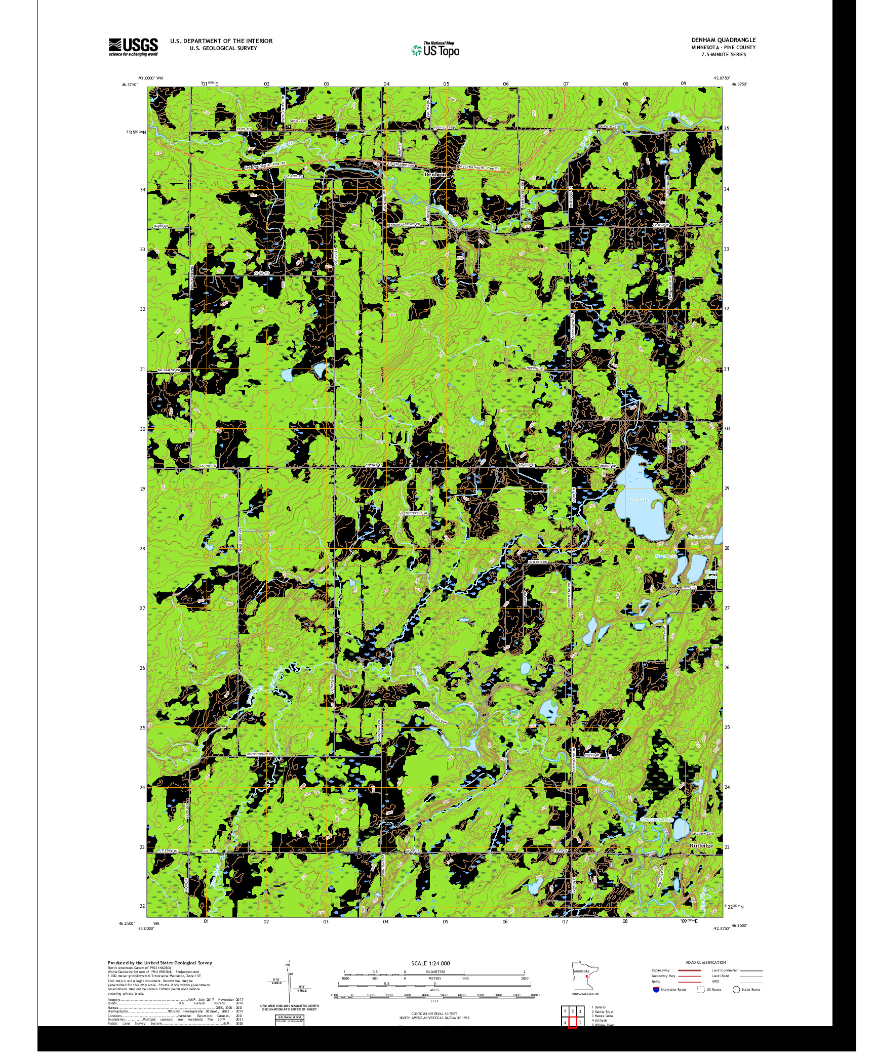 US TOPO 7.5-MINUTE MAP FOR DENHAM, MN