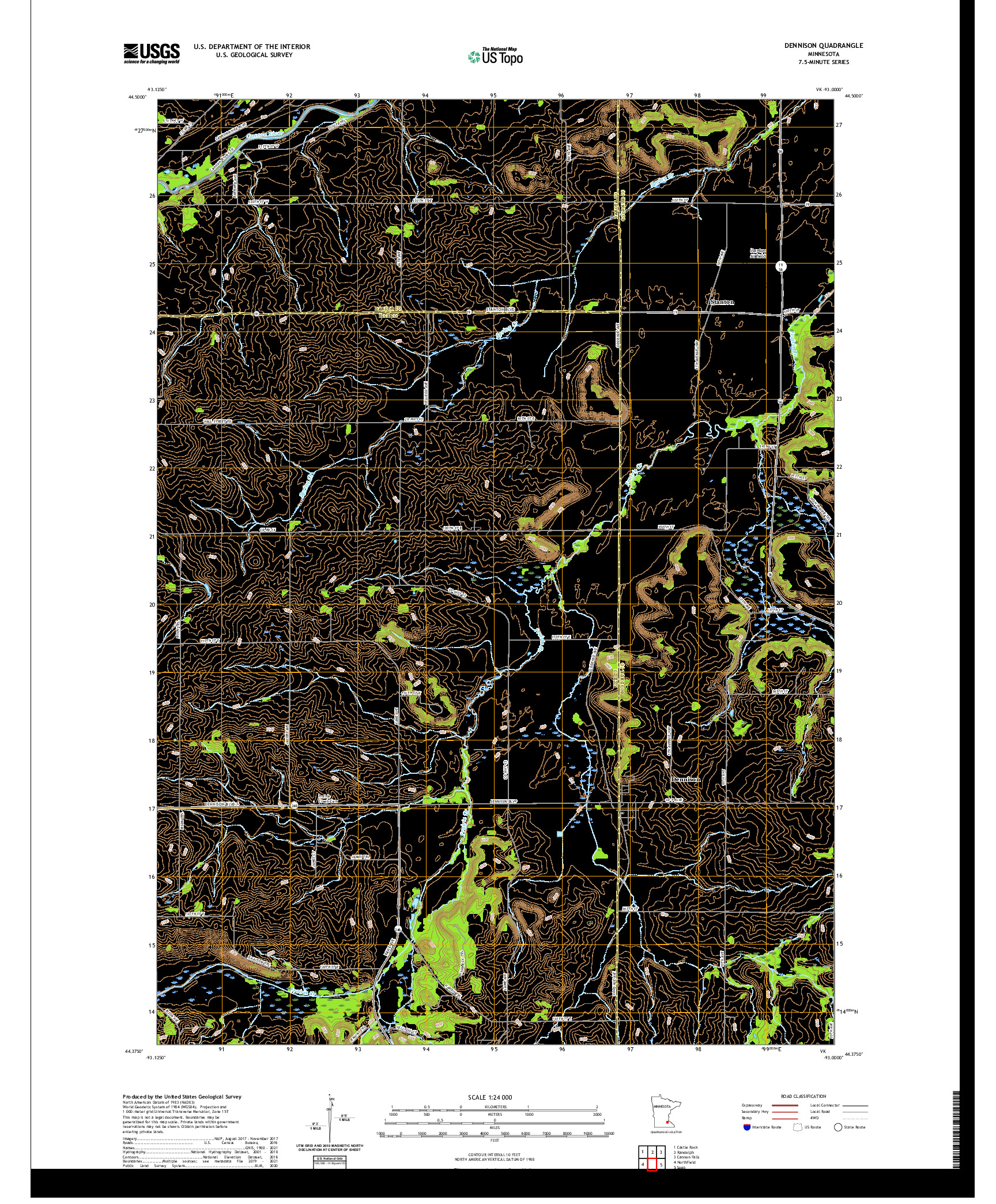US TOPO 7.5-MINUTE MAP FOR DENNISON, MN