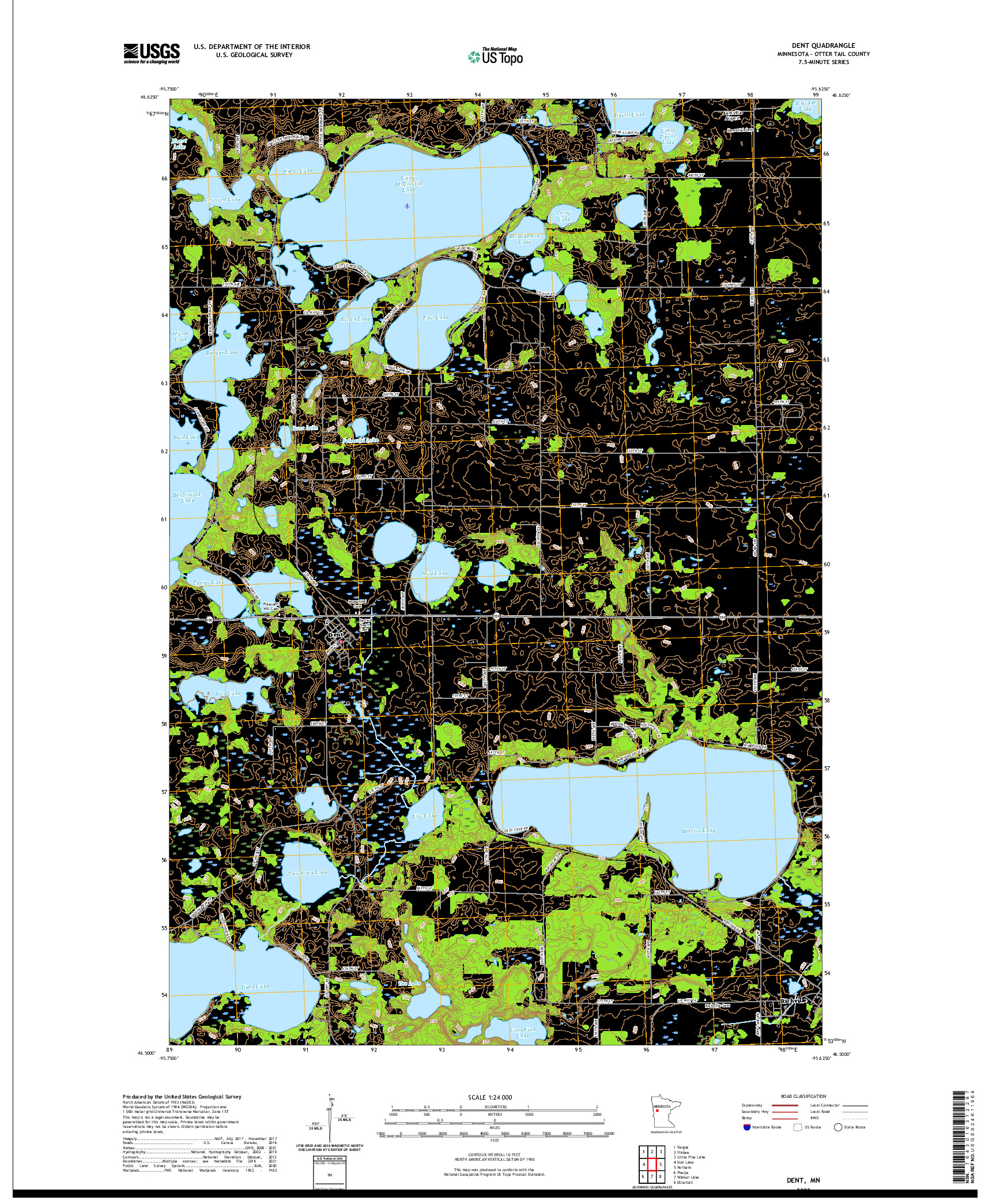 US TOPO 7.5-MINUTE MAP FOR DENT, MN