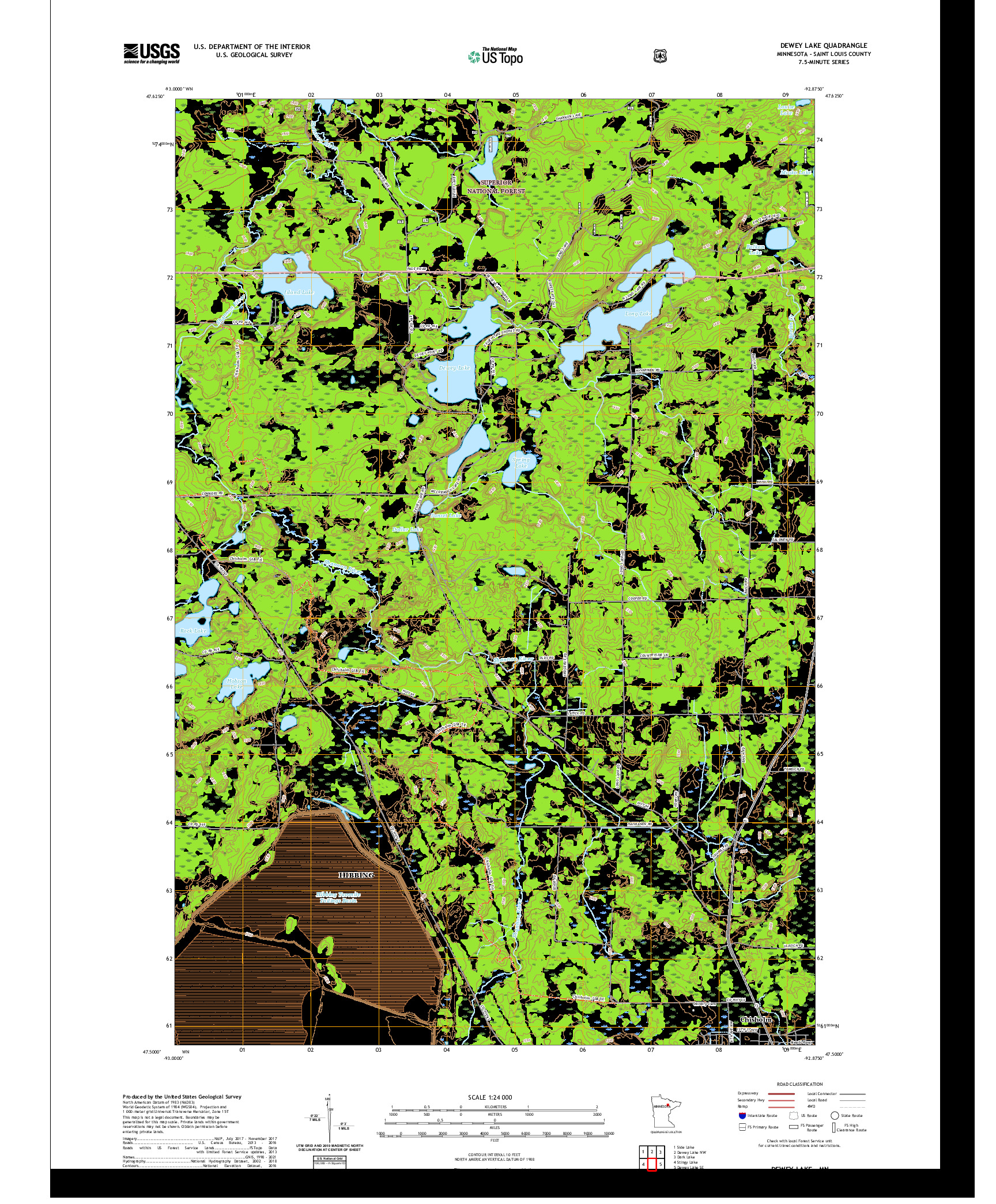 US TOPO 7.5-MINUTE MAP FOR DEWEY LAKE, MN