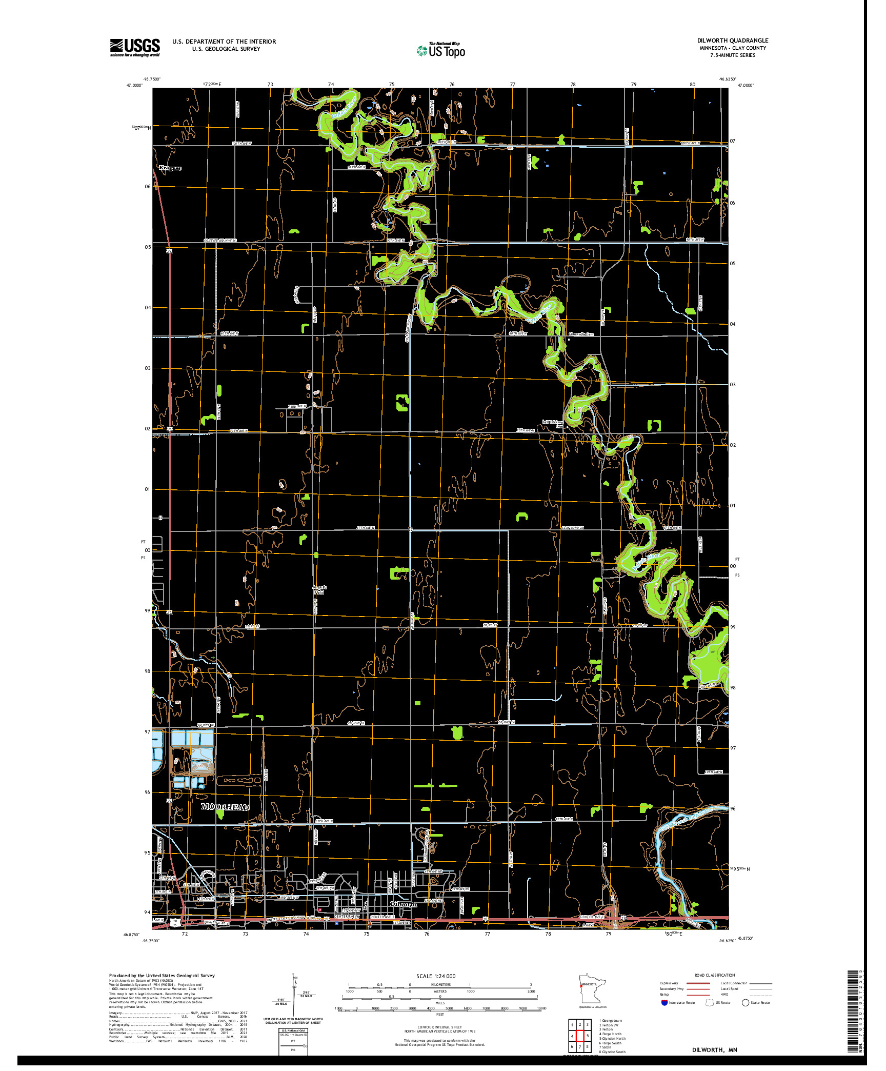 US TOPO 7.5-MINUTE MAP FOR DILWORTH, MN