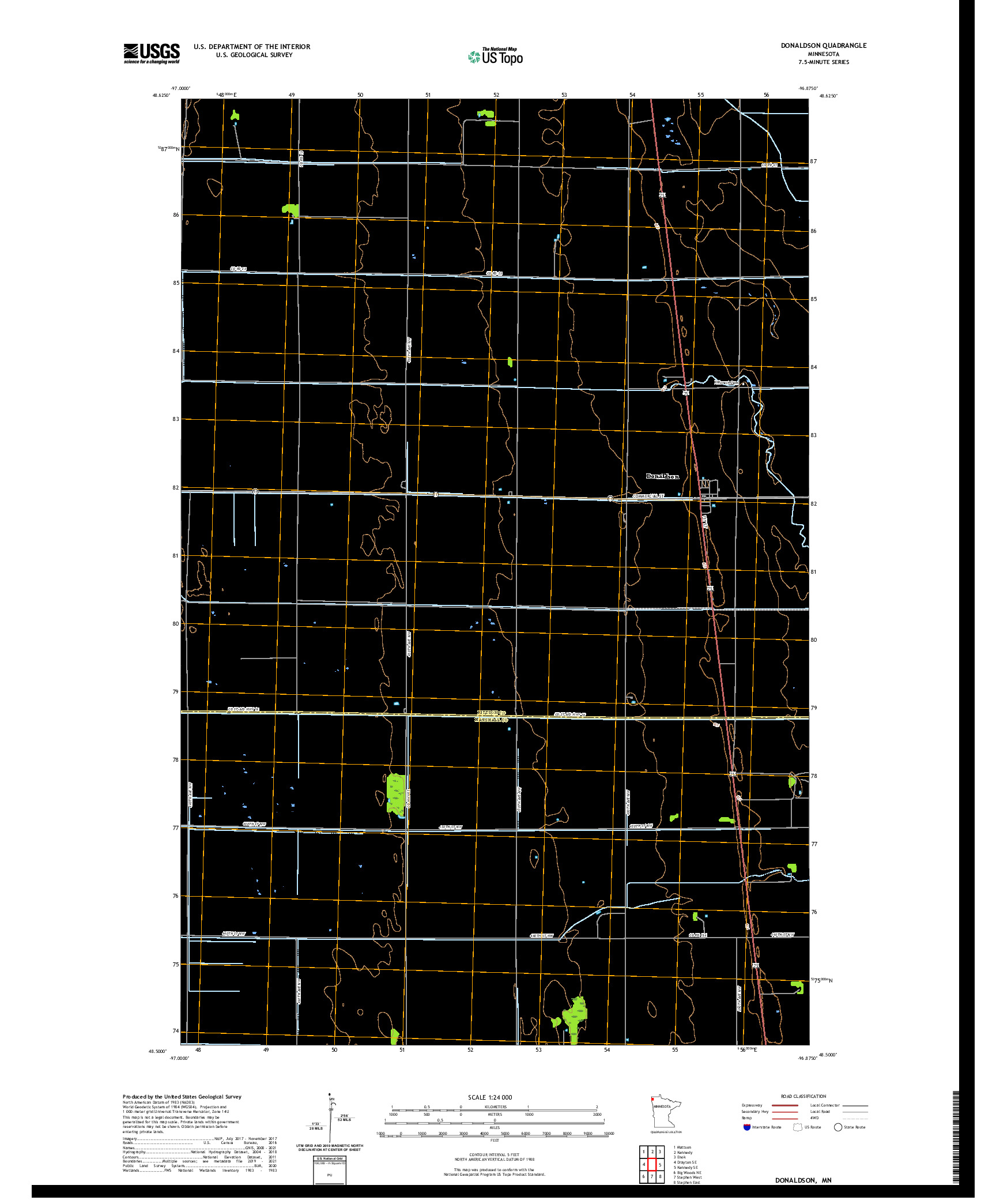 US TOPO 7.5-MINUTE MAP FOR DONALDSON, MN