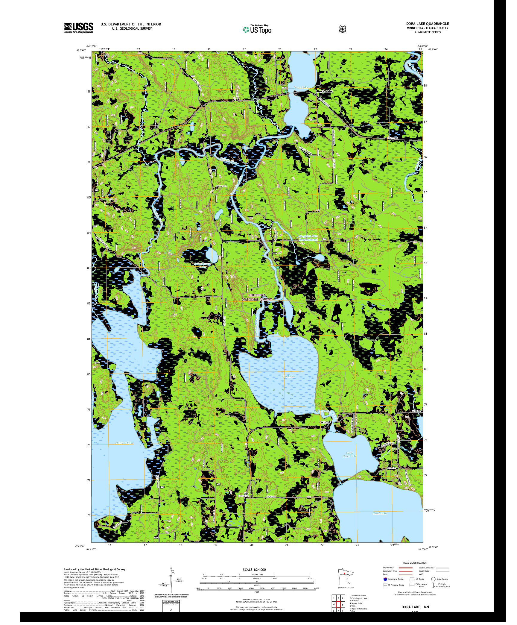 US TOPO 7.5-MINUTE MAP FOR DORA LAKE, MN