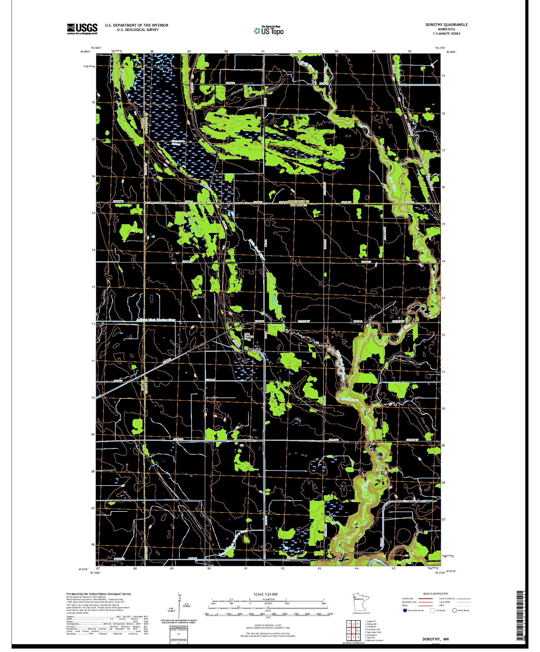 US TOPO 7.5-MINUTE MAP FOR DOROTHY, MN