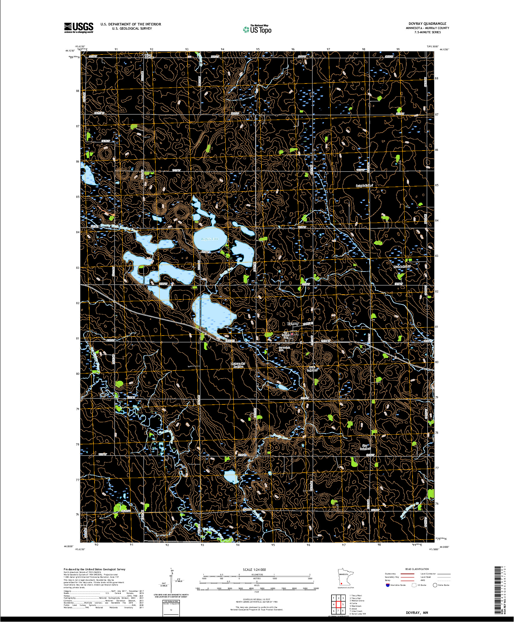 US TOPO 7.5-MINUTE MAP FOR DOVRAY, MN