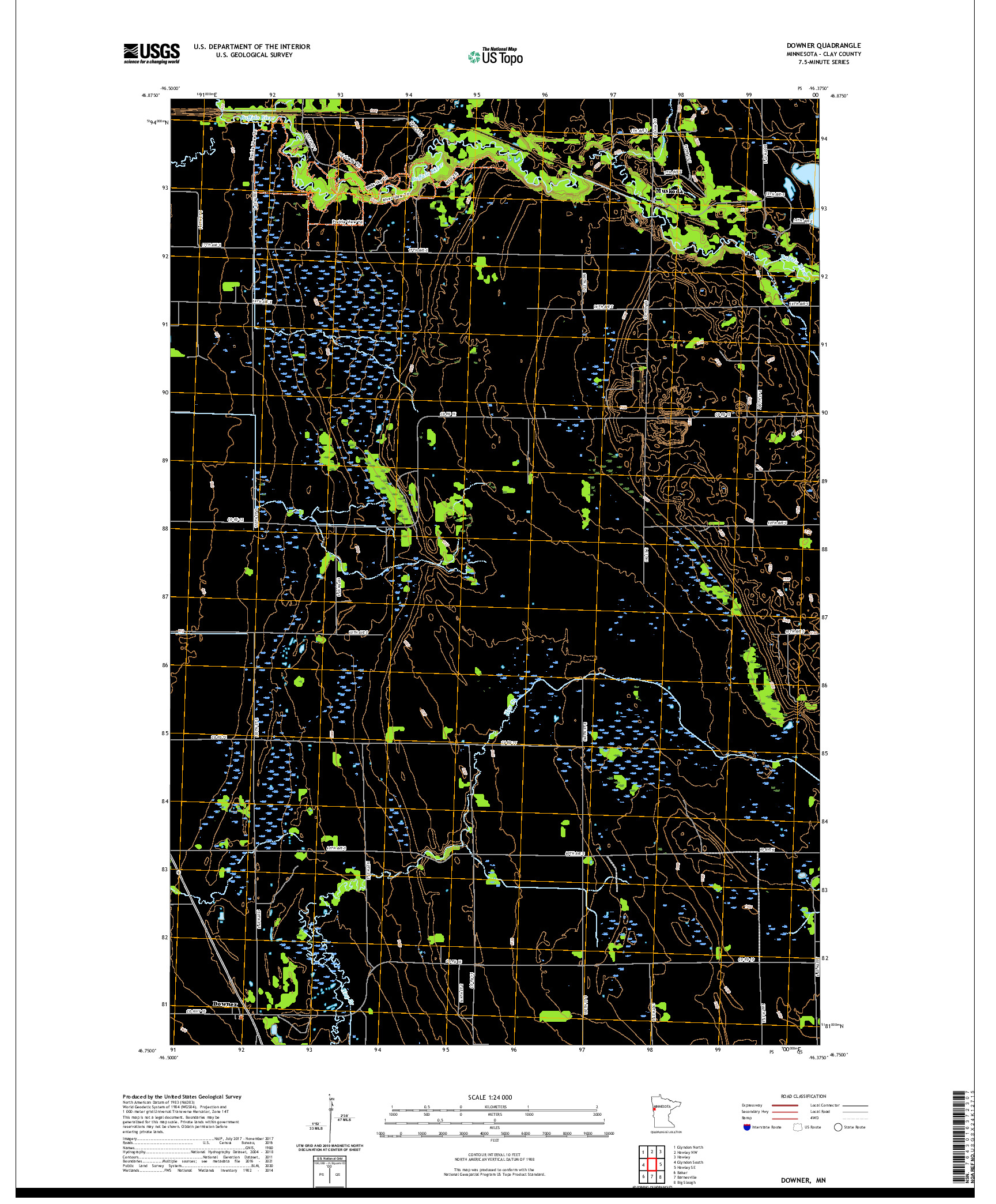 US TOPO 7.5-MINUTE MAP FOR DOWNER, MN