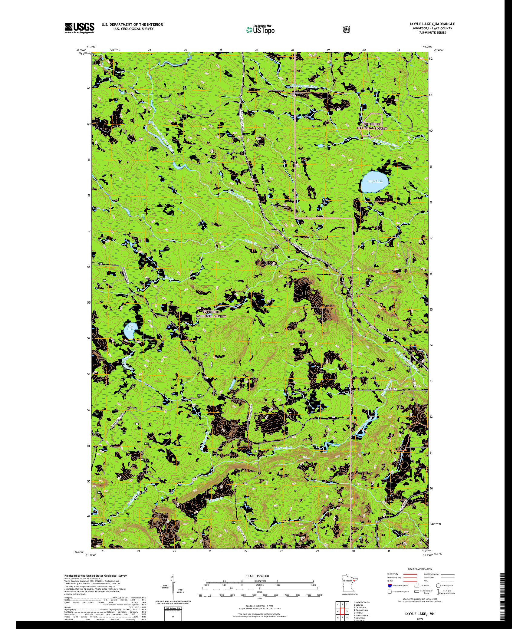 US TOPO 7.5-MINUTE MAP FOR DOYLE LAKE, MN