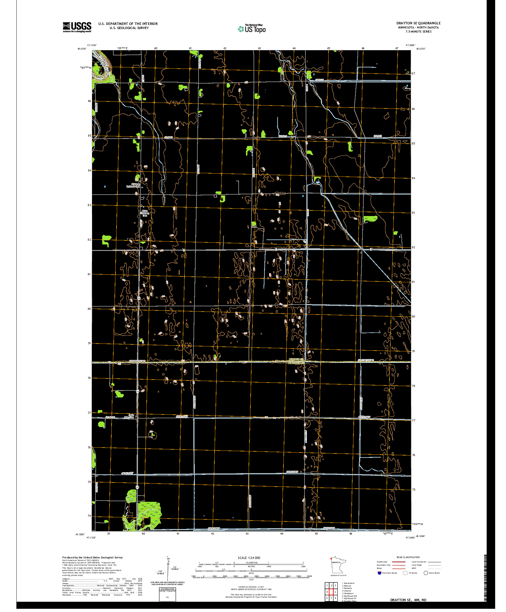 US TOPO 7.5-MINUTE MAP FOR DRAYTON SE, MN,ND