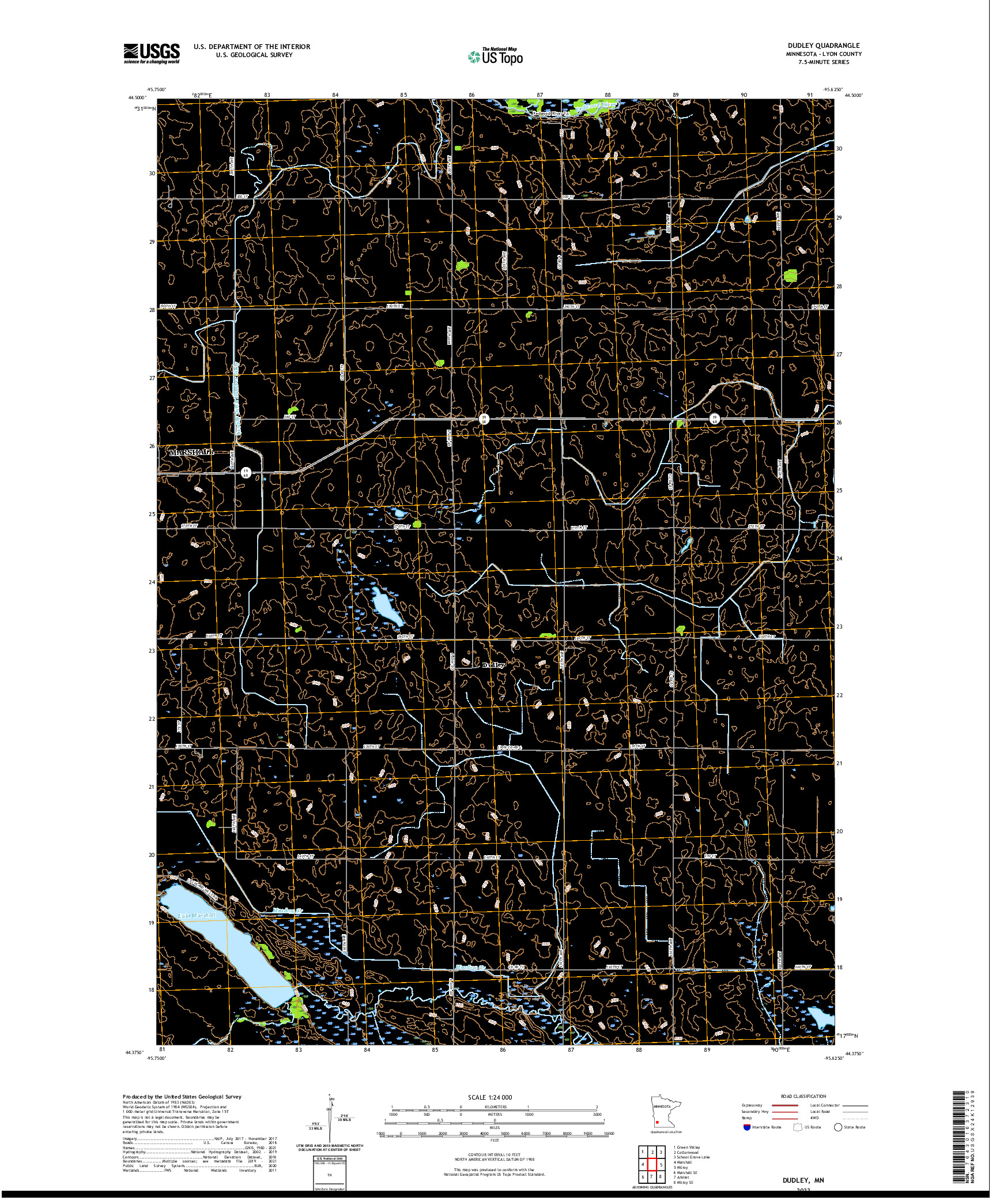 US TOPO 7.5-MINUTE MAP FOR DUDLEY, MN