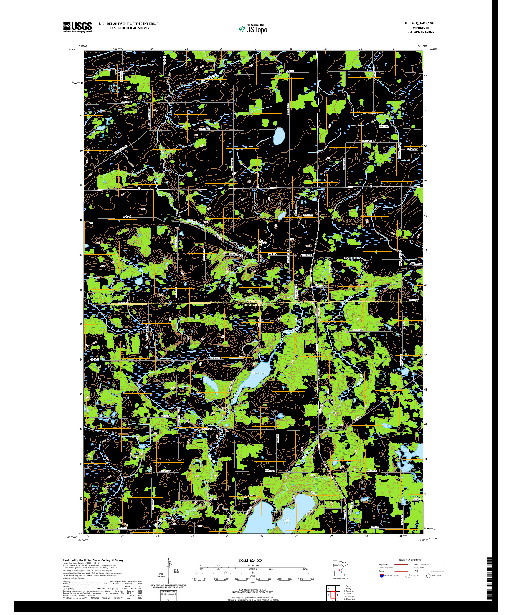 US TOPO 7.5-MINUTE MAP FOR DUELM, MN