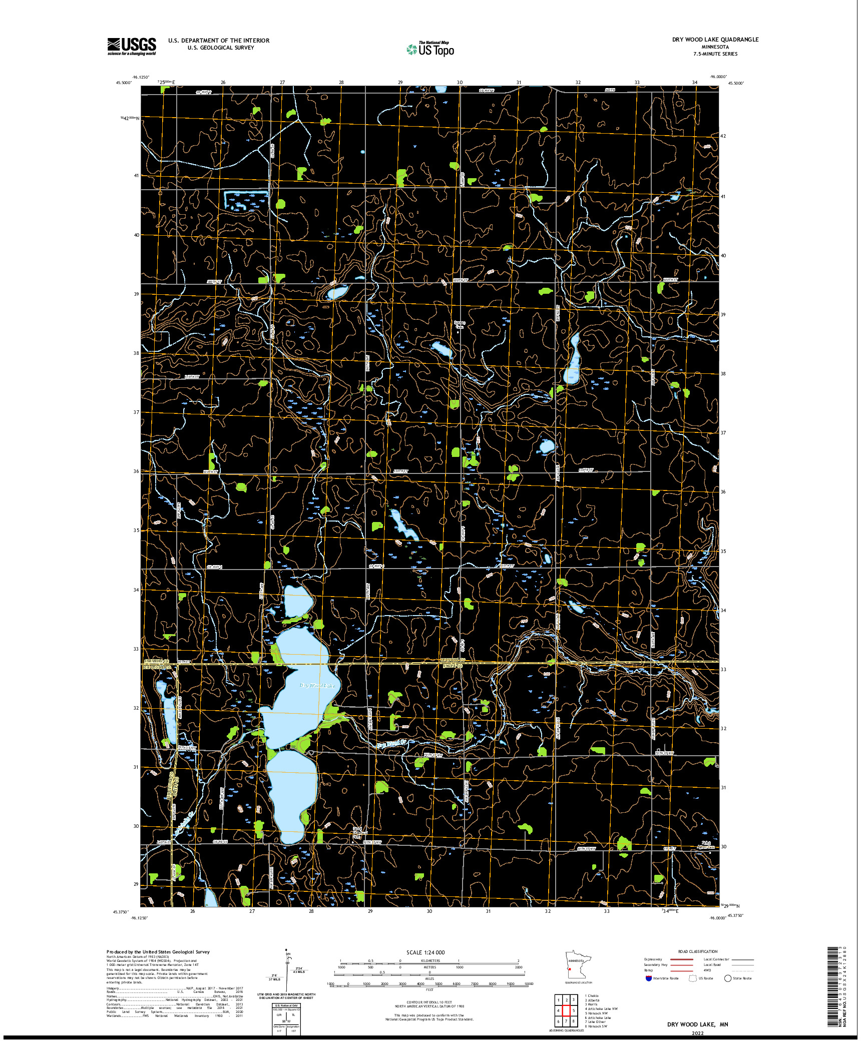 US TOPO 7.5-MINUTE MAP FOR DRY WOOD LAKE, MN