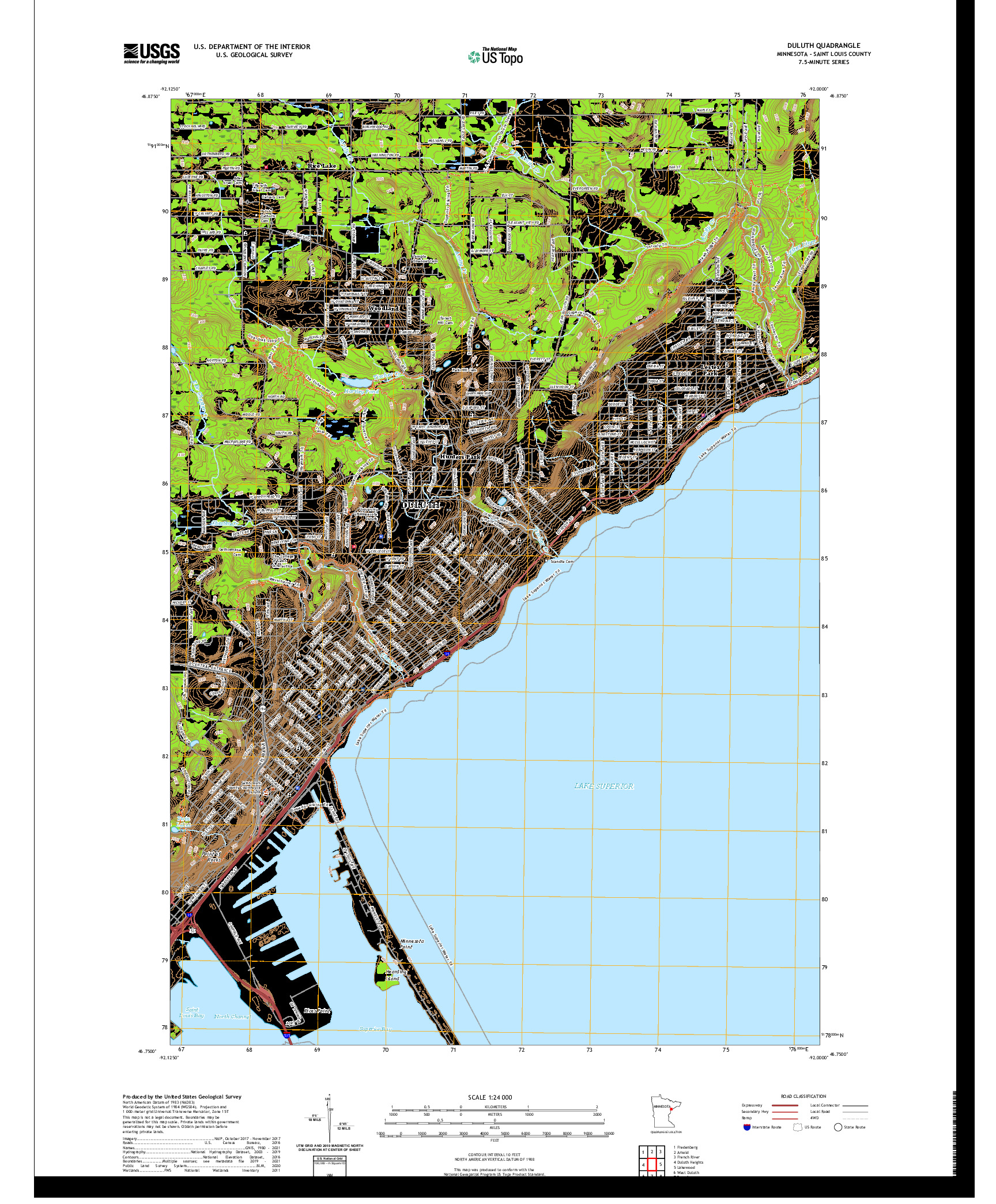 US TOPO 7.5-MINUTE MAP FOR DULUTH, MN