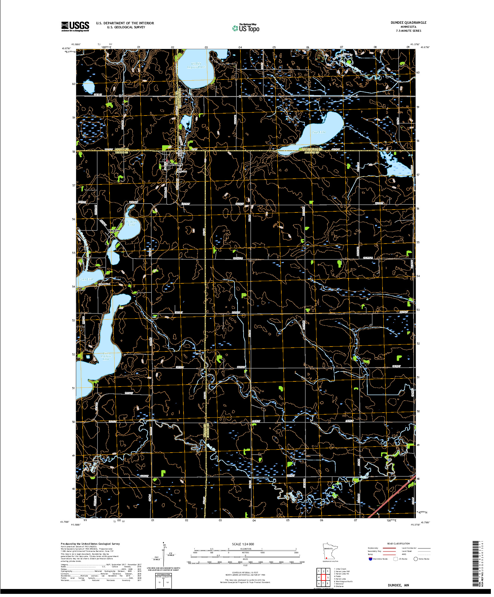 US TOPO 7.5-MINUTE MAP FOR DUNDEE, MN
