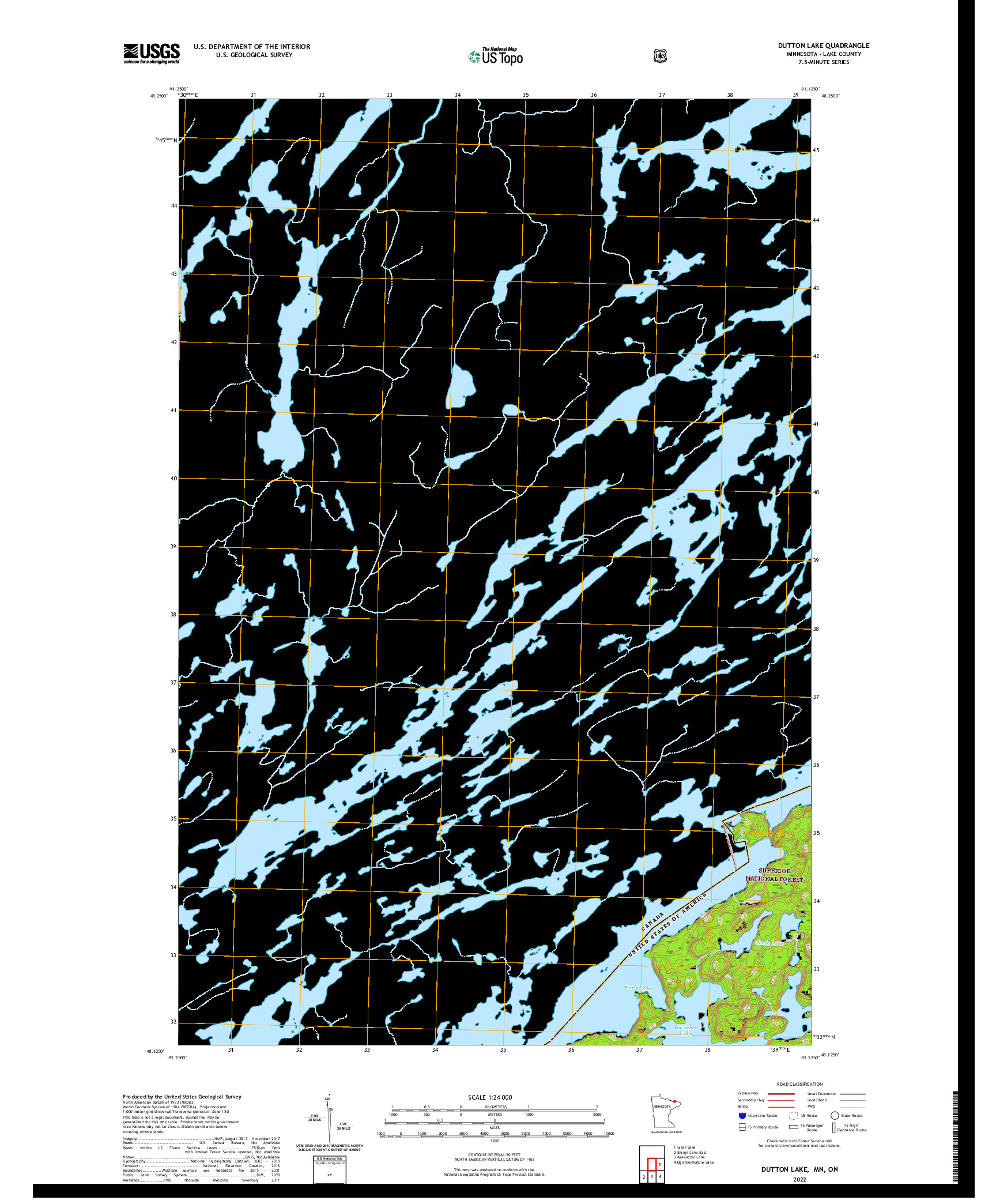 US TOPO 7.5-MINUTE MAP FOR DUTTON LAKE, MN,ON