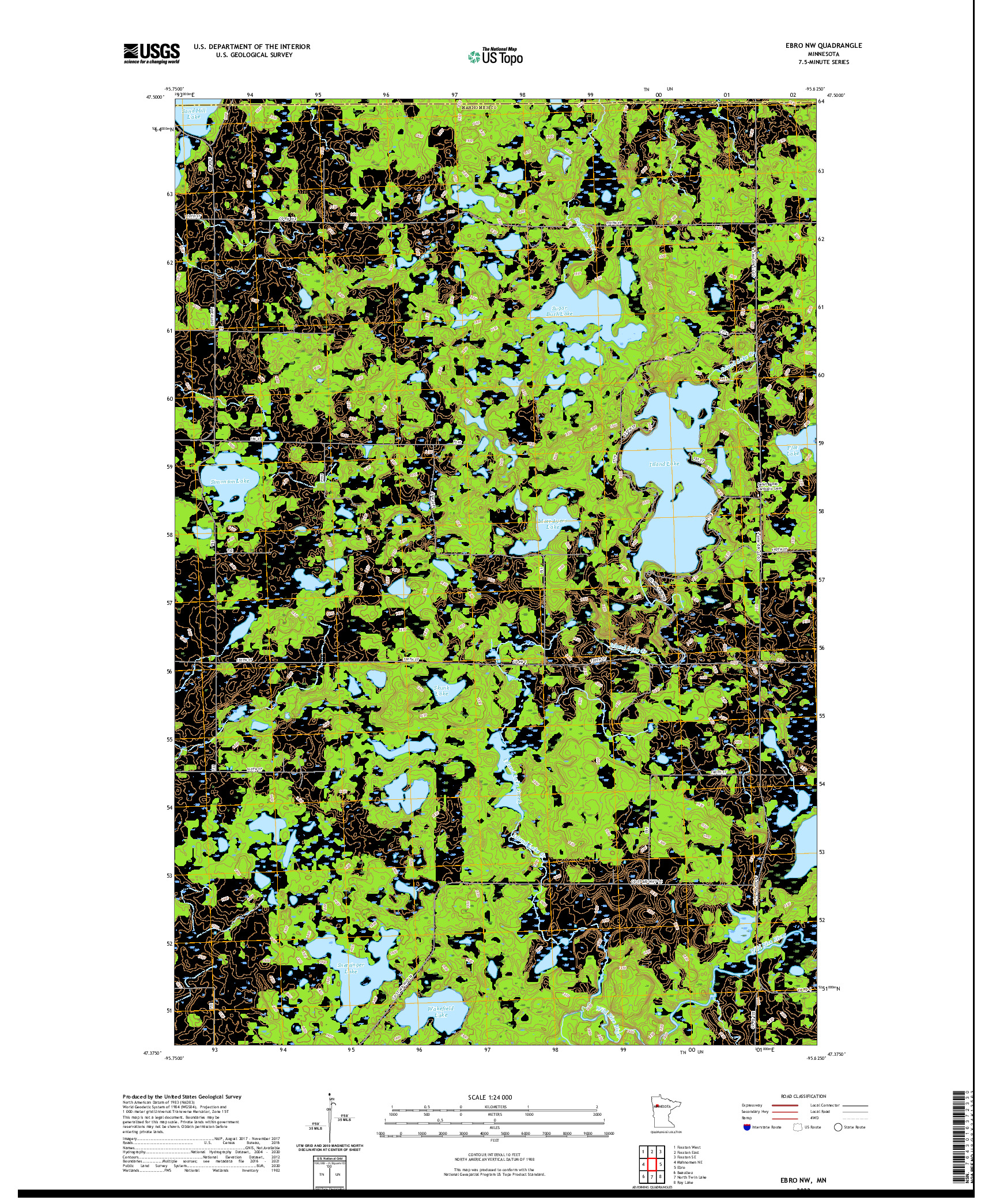 US TOPO 7.5-MINUTE MAP FOR EBRO NW, MN