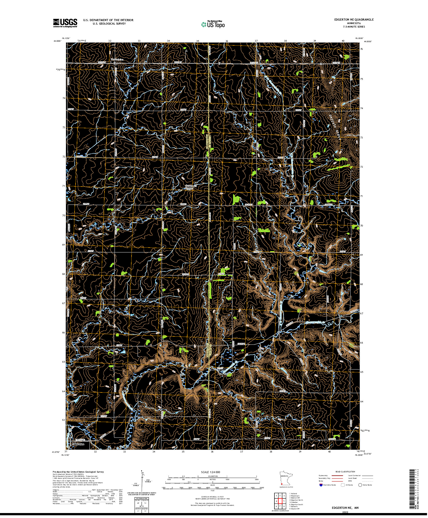 US TOPO 7.5-MINUTE MAP FOR EDGERTON NE, MN