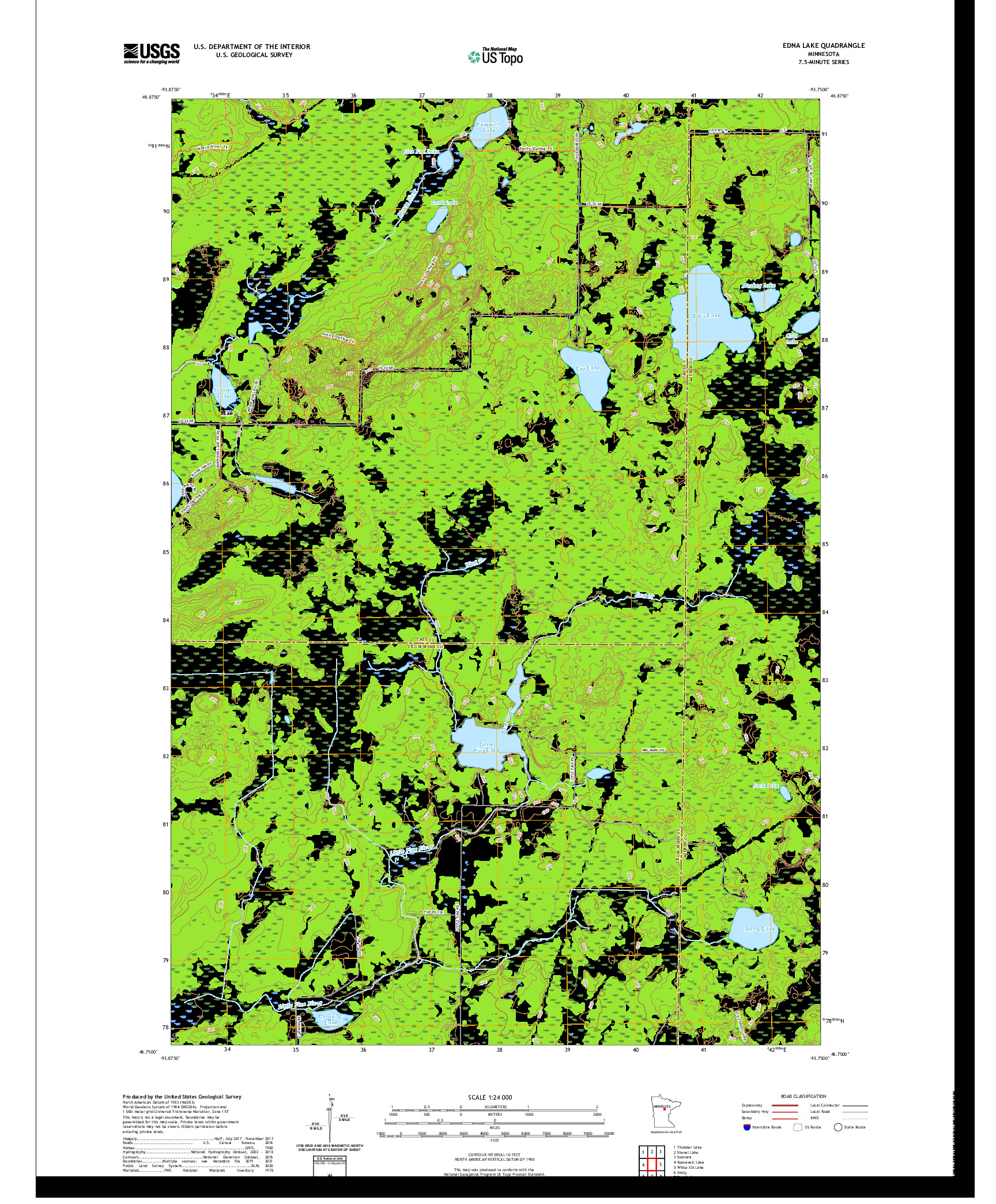 US TOPO 7.5-MINUTE MAP FOR EDNA LAKE, MN