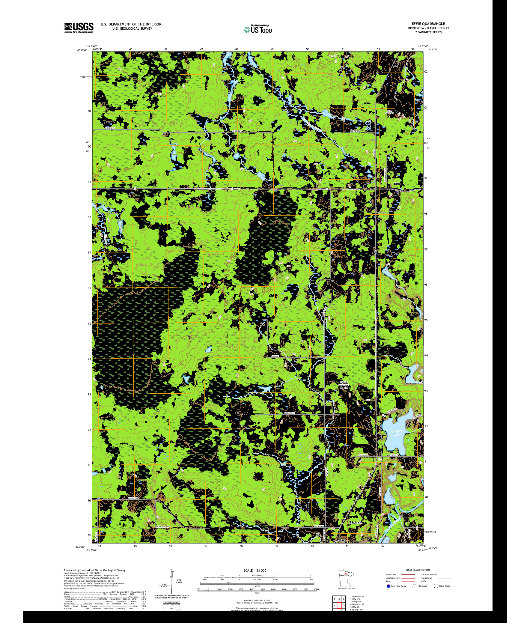 US TOPO 7.5-MINUTE MAP FOR EFFIE, MN