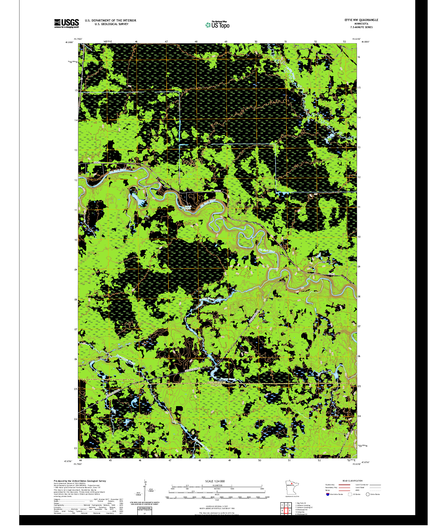 US TOPO 7.5-MINUTE MAP FOR EFFIE NW, MN