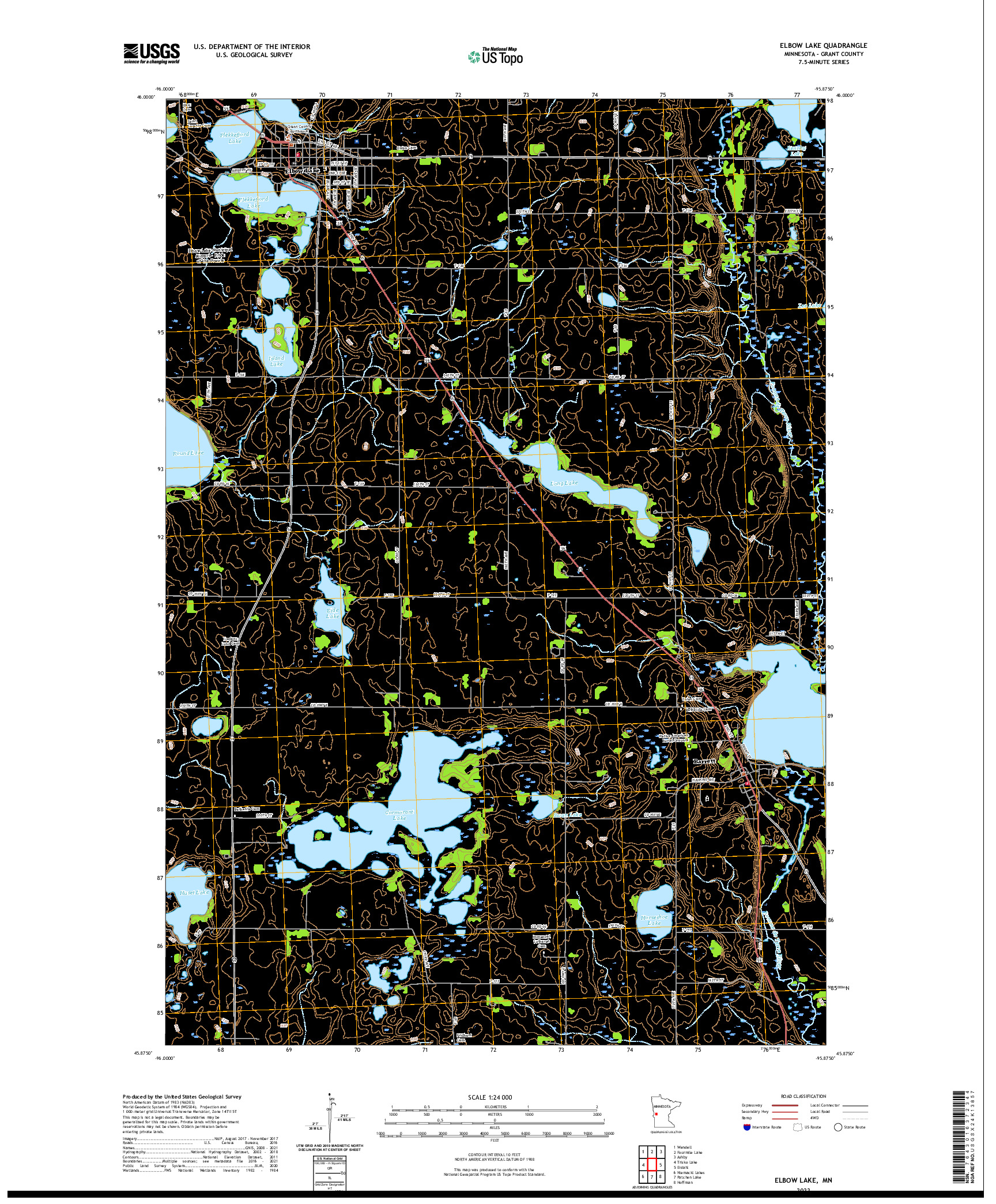 US TOPO 7.5-MINUTE MAP FOR ELBOW LAKE, MN